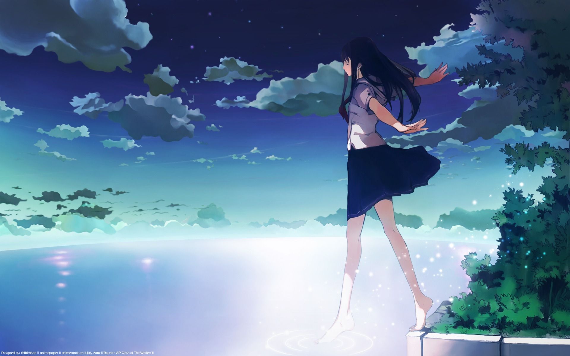 Ragazza anime sola oceano notturno, 1920x1200 Full HD+, iMac