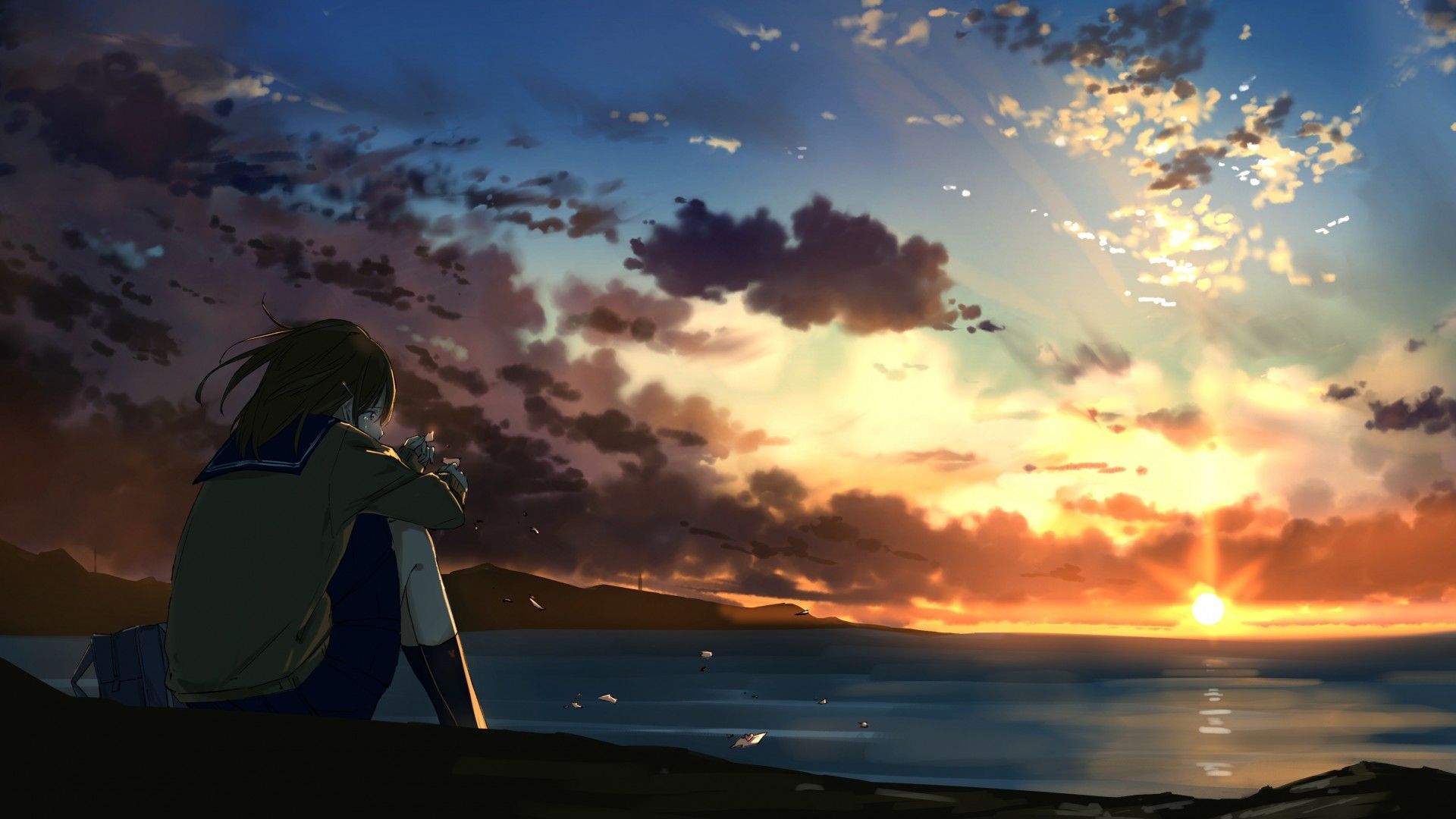 Ragazza sola al tramonto, 1920x1080 1080p, Desktop