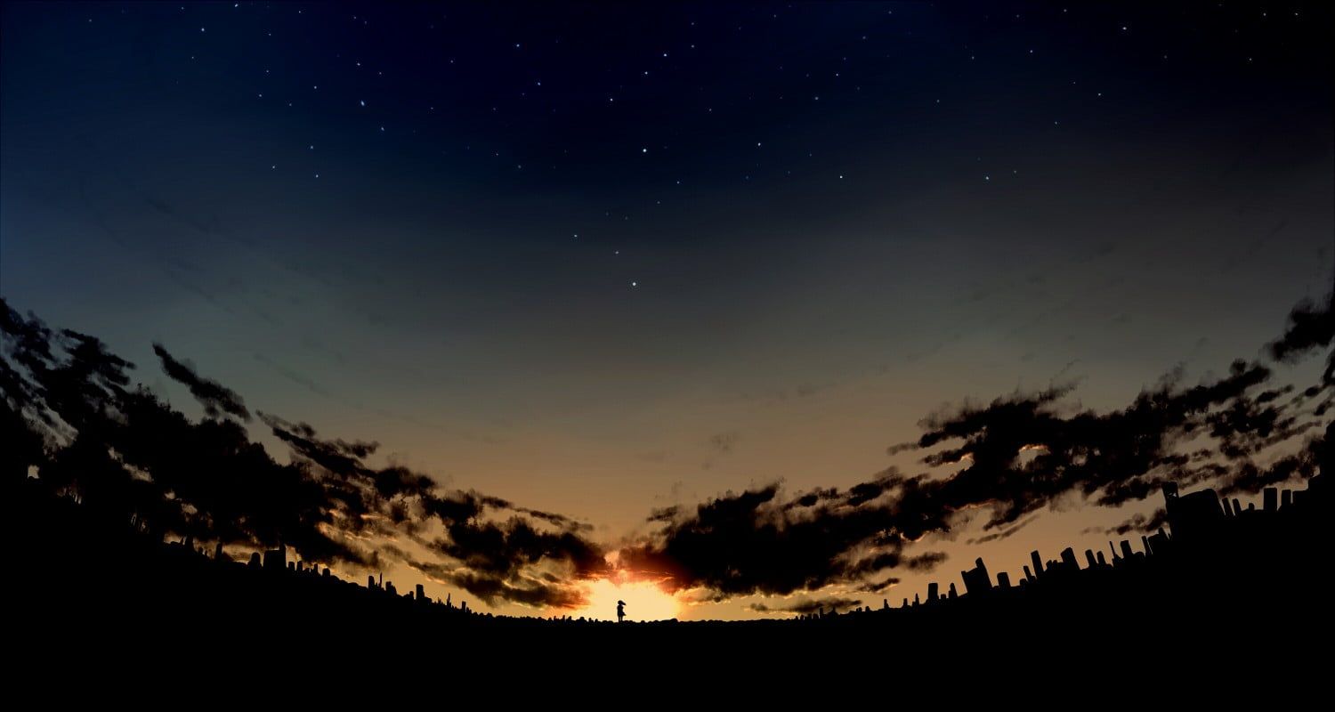 silhouette solitaria tramonto stellato, 1500x800 HD, Desktop