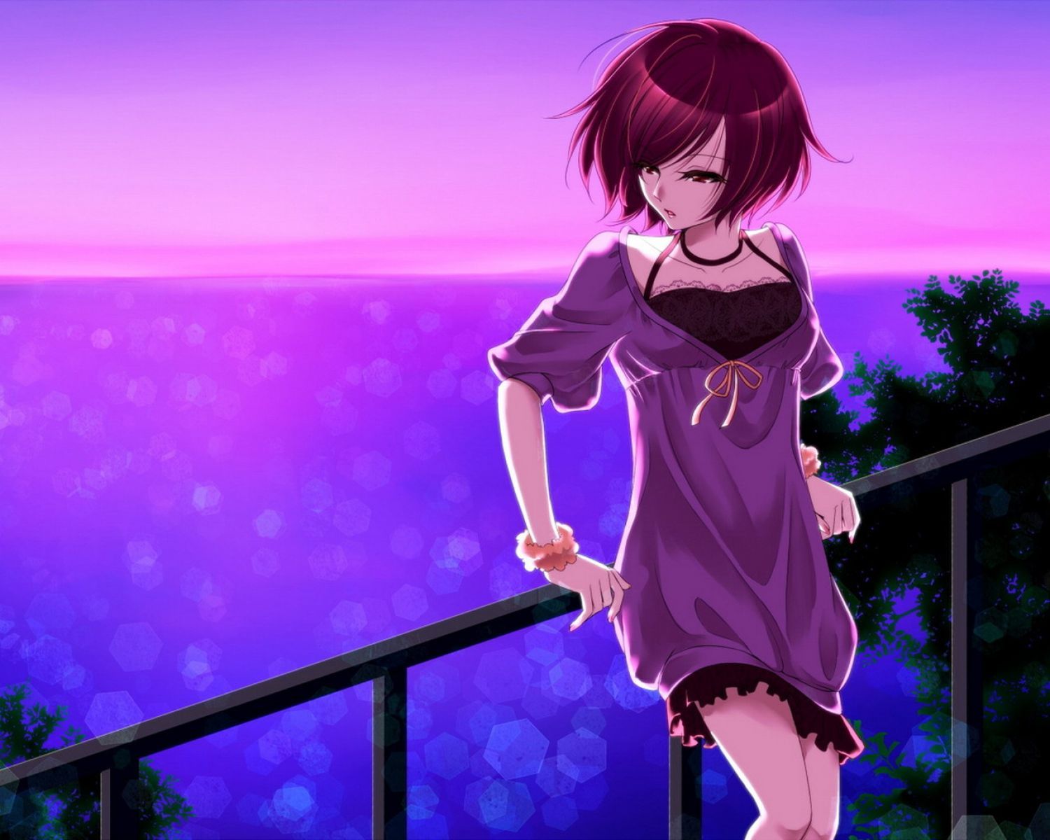 Ragazza anime sola al tramonto, 1500x1200 720p, Laptop