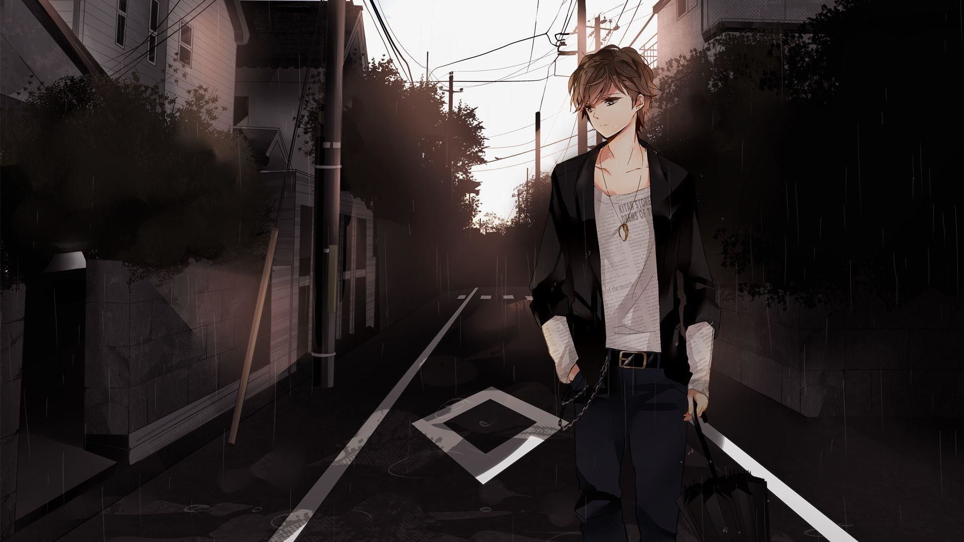Ragazzo anime solo, vicolo buio, 1920x1080 1080p, Desktop