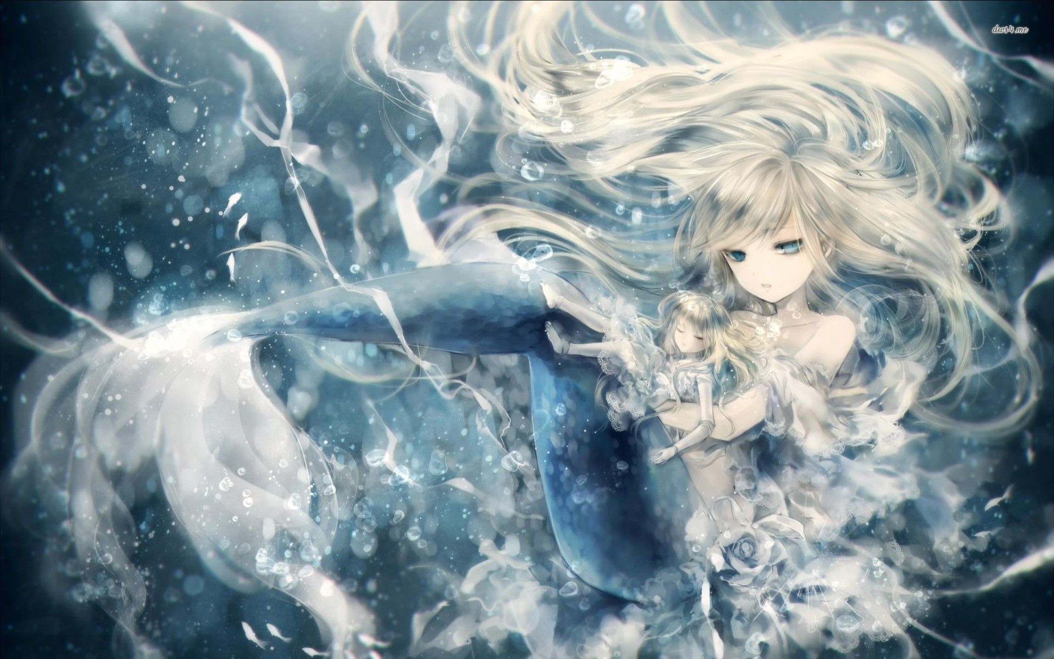 Ragazza anime sott'acqua solitaria, 2048x1281 alta risoluzione, PC