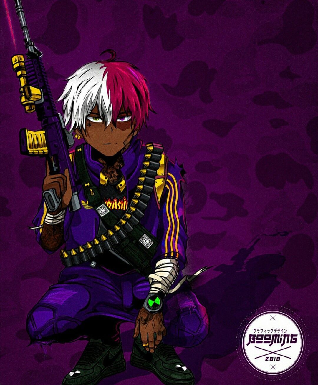 Personaggio con katana e felpa, 1005x1259 Verticale, Telefono