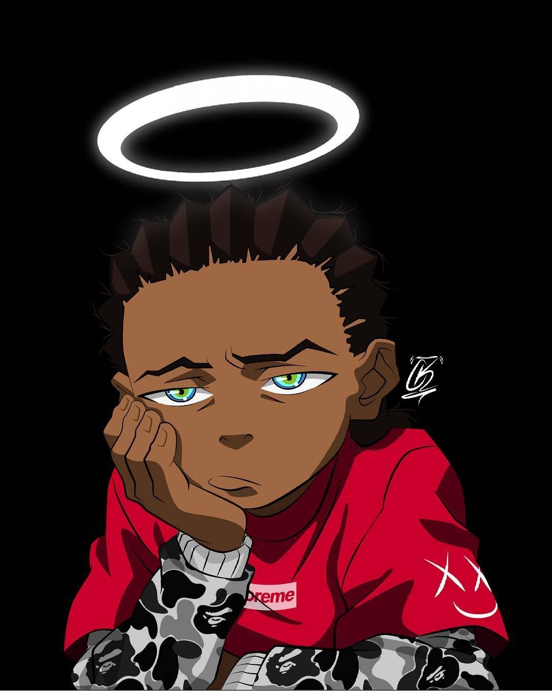 Personaggio anime aureola Supreme, New York, 1080x1351 Full HD Verticale, iPhone
