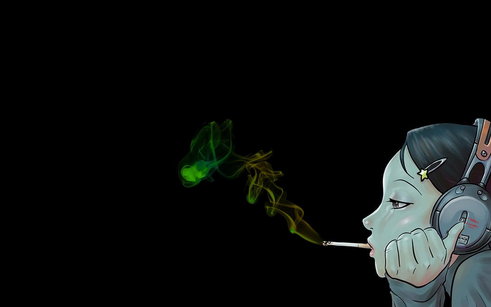 Ragazza anime fuma cuffie, 1680x1050 HD, Desktop