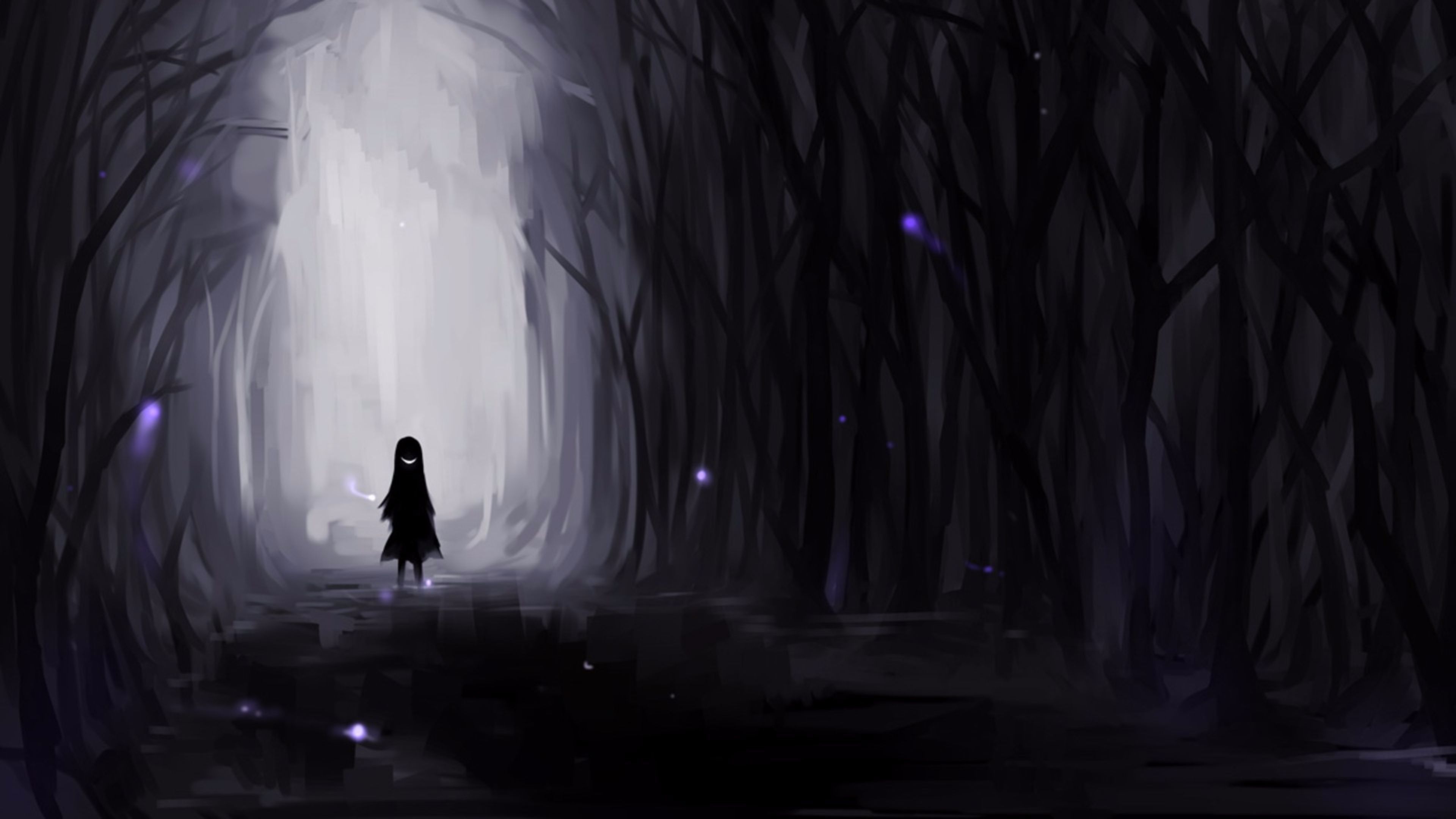 Ragazza in foresta oscura, 3840x2160 UHD, PC 4K