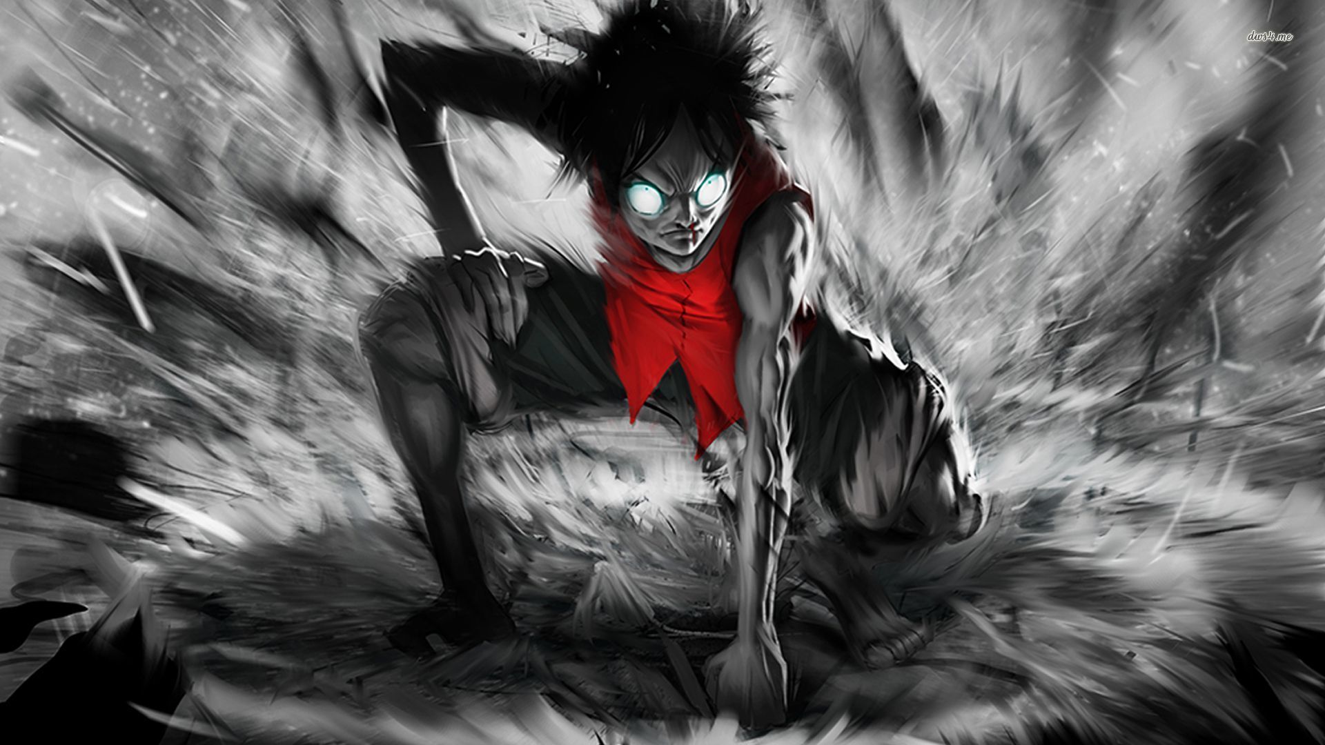 Luffy inquietante One Piece bianco nero, anime pirati, 1920x1080 1080p, Desktop