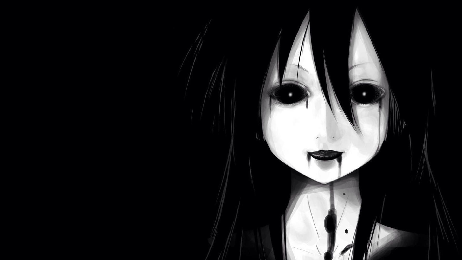 Ragazza anime inquietante bianco nero, 1920x1080 Full HD 1080p, Desktop