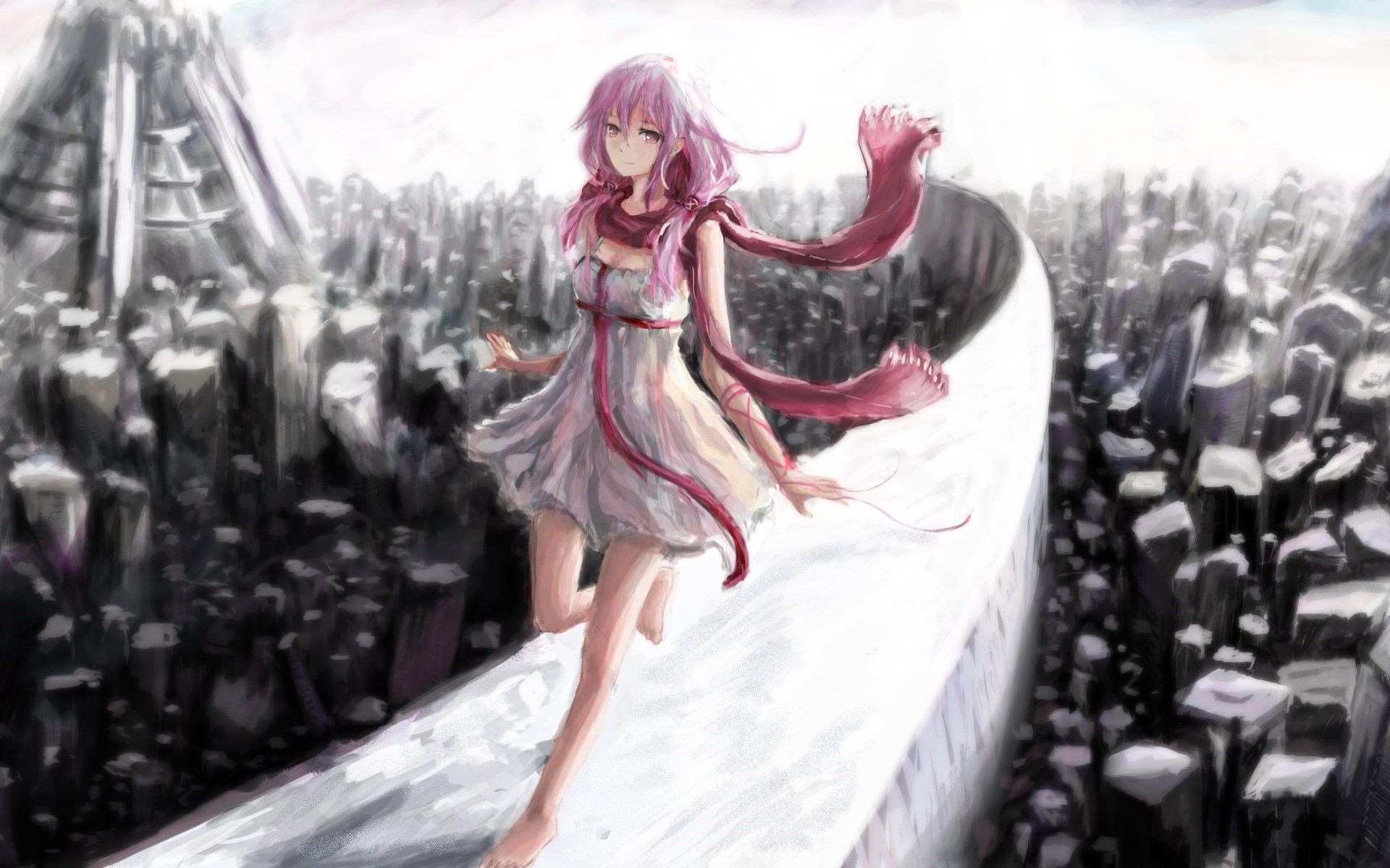 Ragazza anime capelli rosa rovine, 1920x1200 Full HD+ WUXGA, Laptop