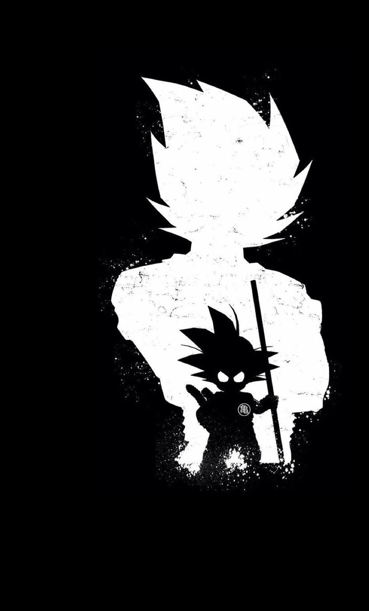 Silhouette Goku bianco nero, Saiyan, 1280x2120 Full HD Verticale, Smartphone