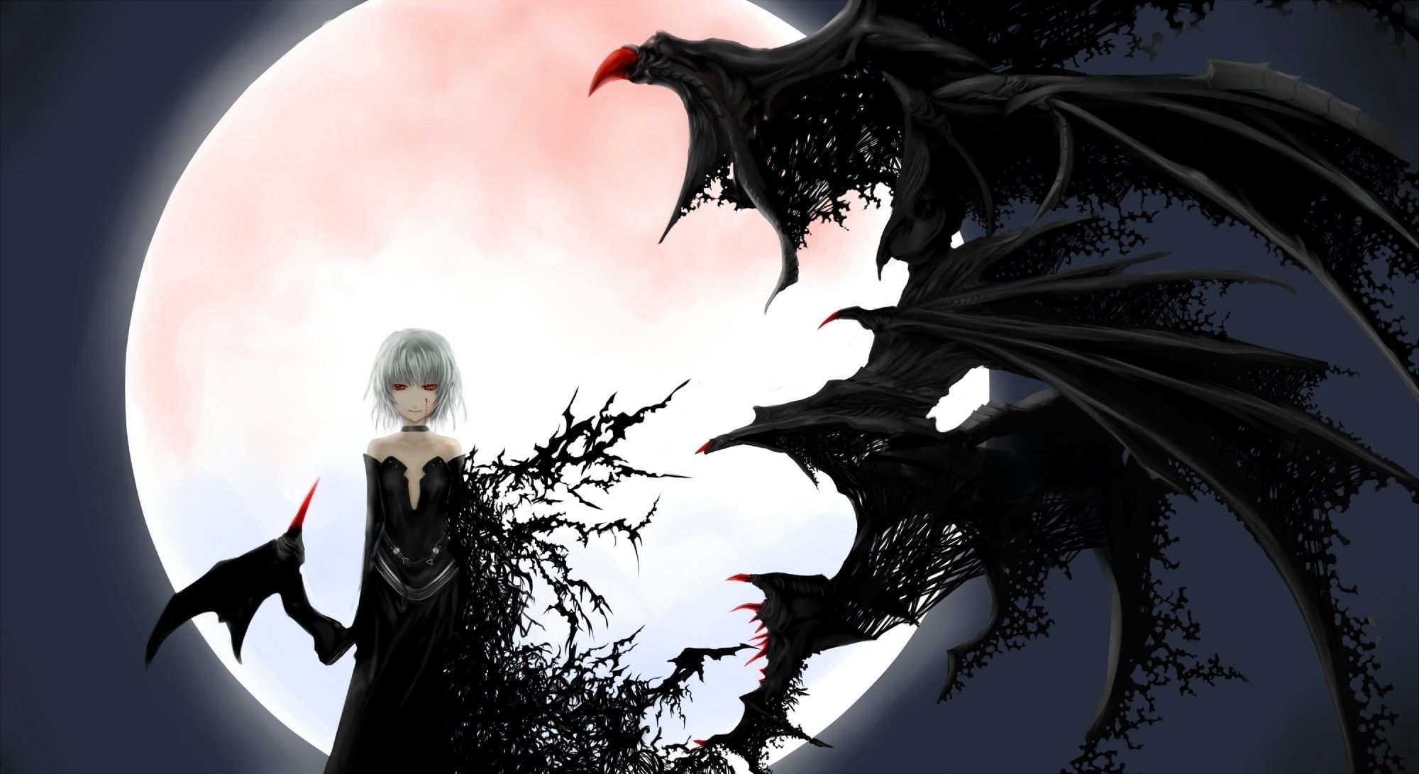 Personaggio anime con luna piena, 2000x1091 Hi-Res, Laptop