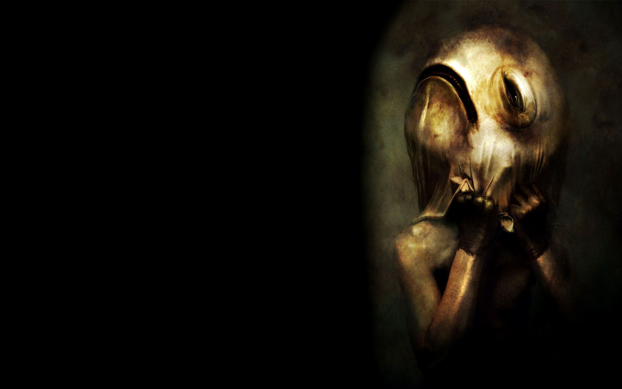 Figura con maschera dorata inquietante, 2048x1280 Hi-Res, Laptop