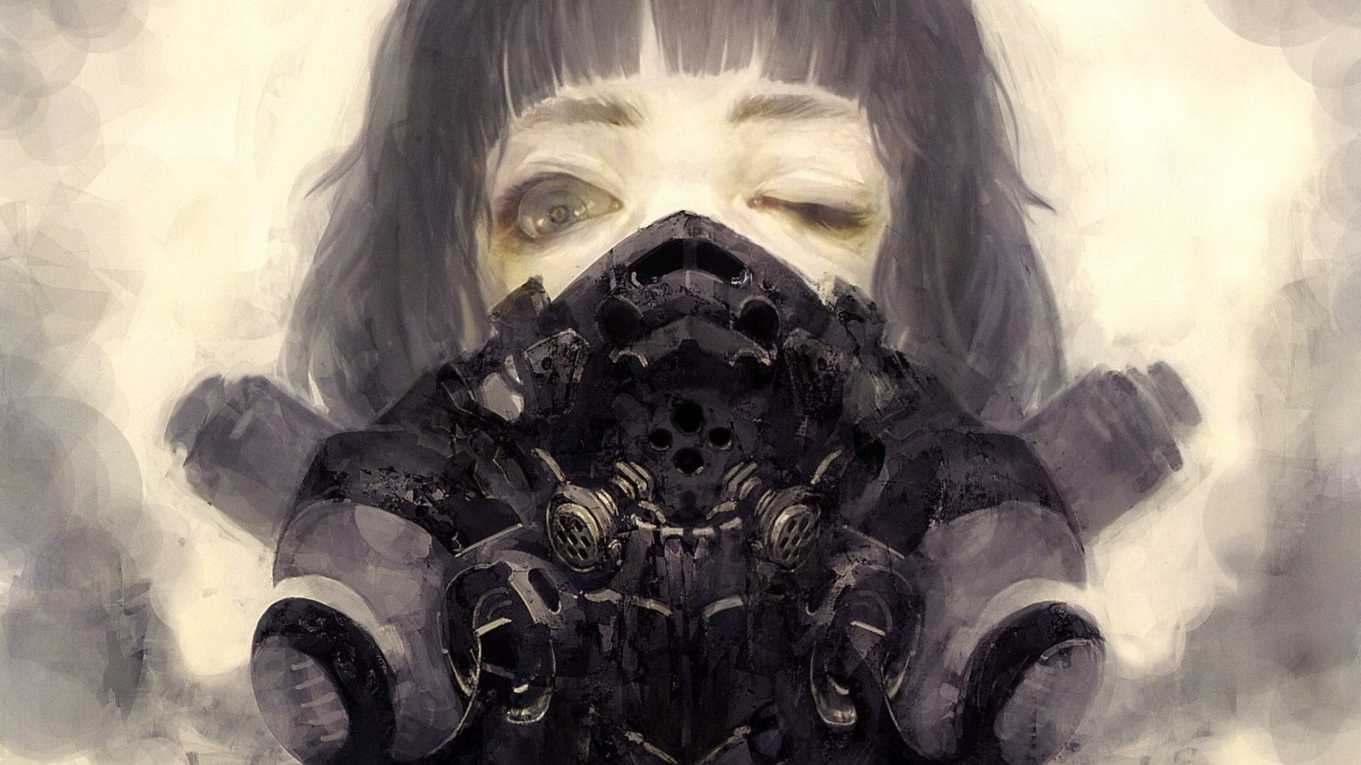Ragazza anime con maschera antigas, 1920x1080 1080p, PC
