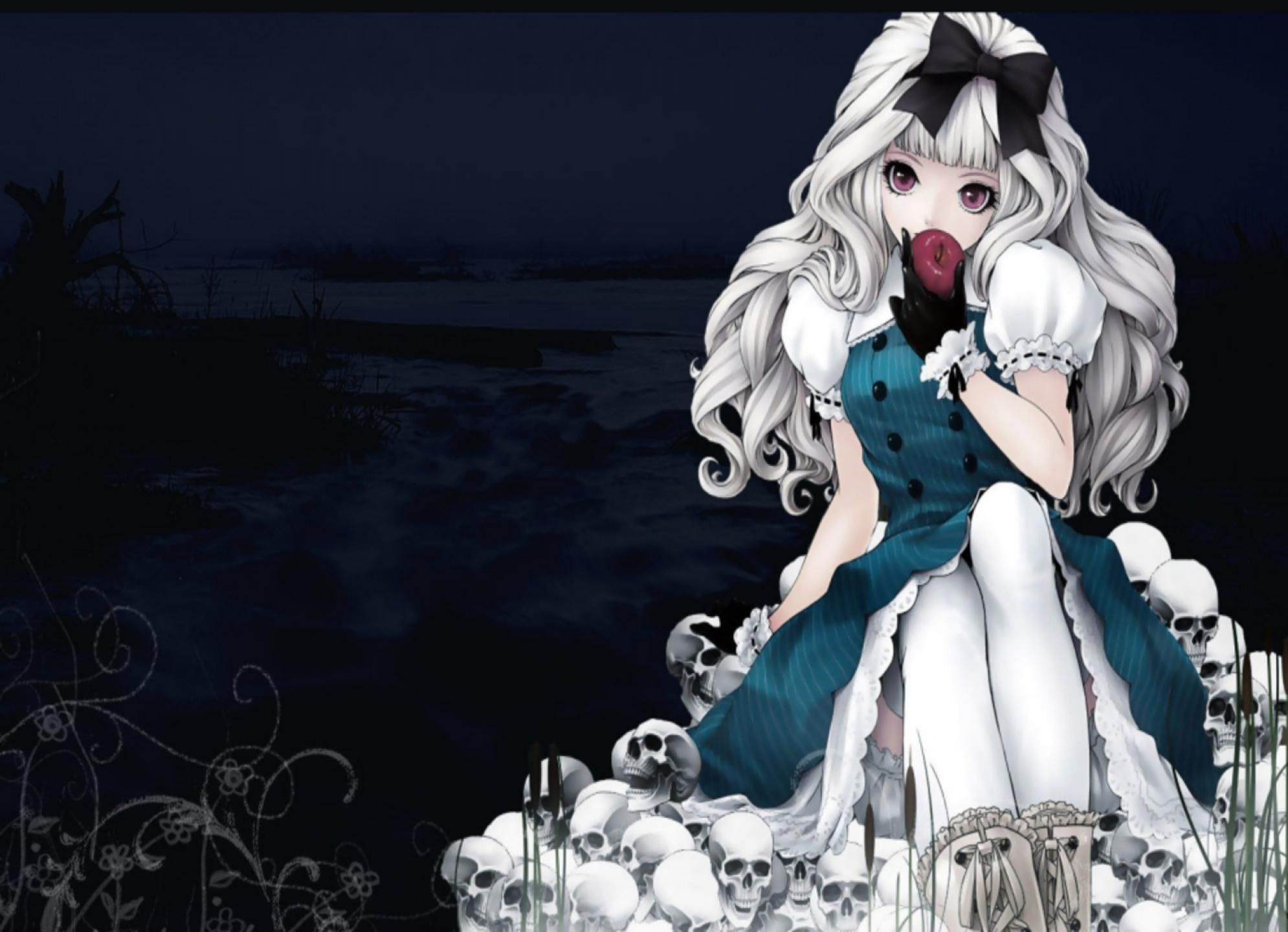 Ragazza anime con teschi, 1990x1440 Full HD+ WUXGA, Desktop
