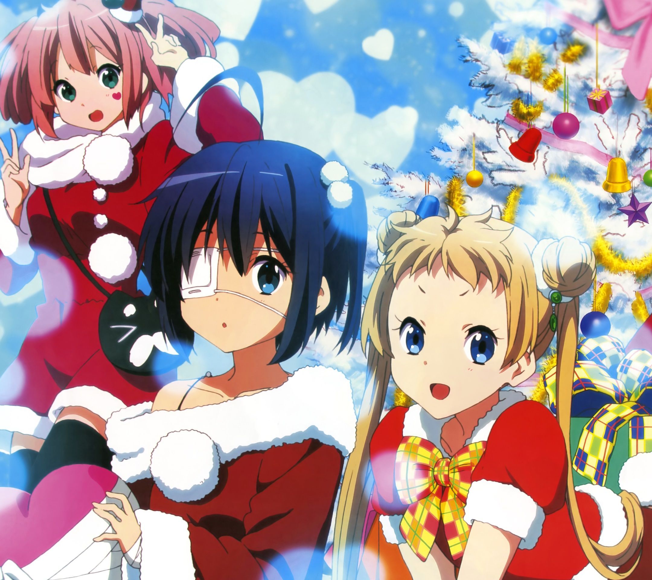 Ragazze anime natalizie con abiti rossi, 2160x1920 2K, Desktop
