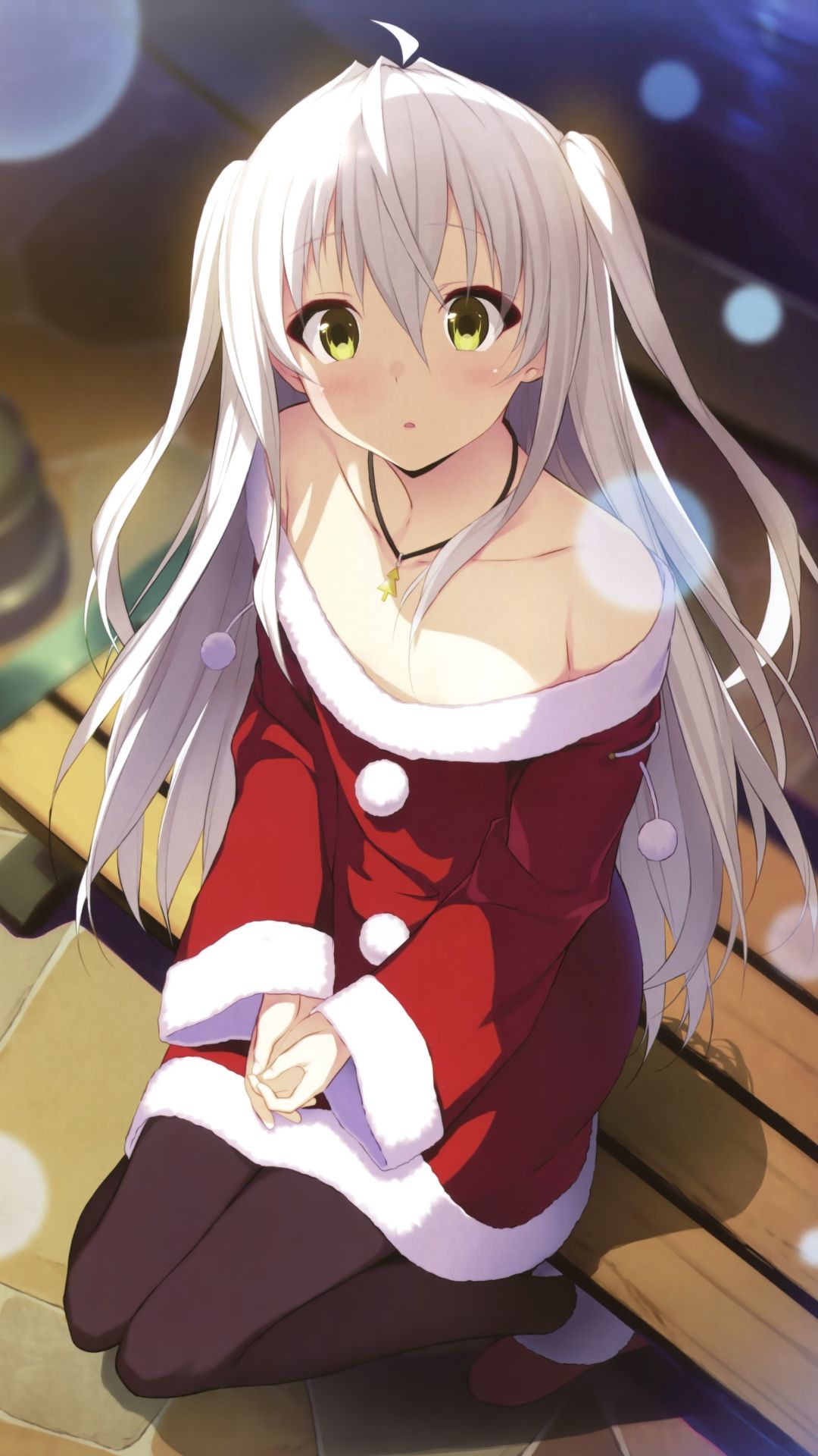 Ragazza anime abito Babbo Natale, 1080x1920 Full HD Verticale, Smartphone