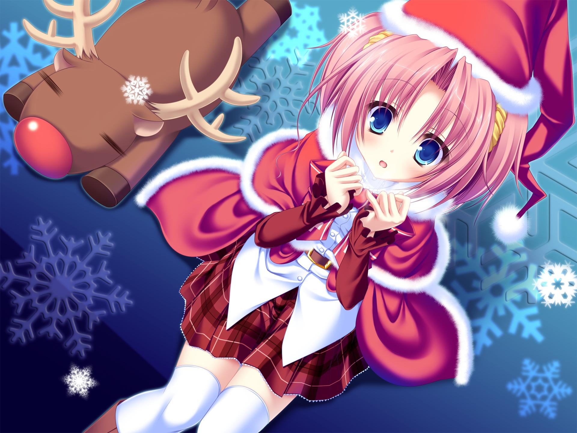 Ragazza anime kawaii natalizia con renna, 1920x1440 Full HD+, PC