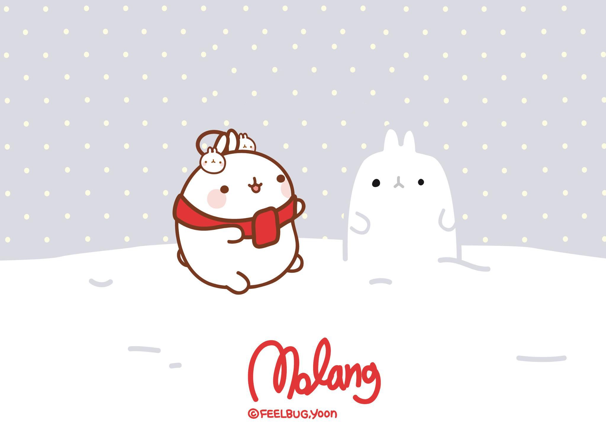 Molang e coniglio nella neve, 2048x1452 Hi-Res, Desktop