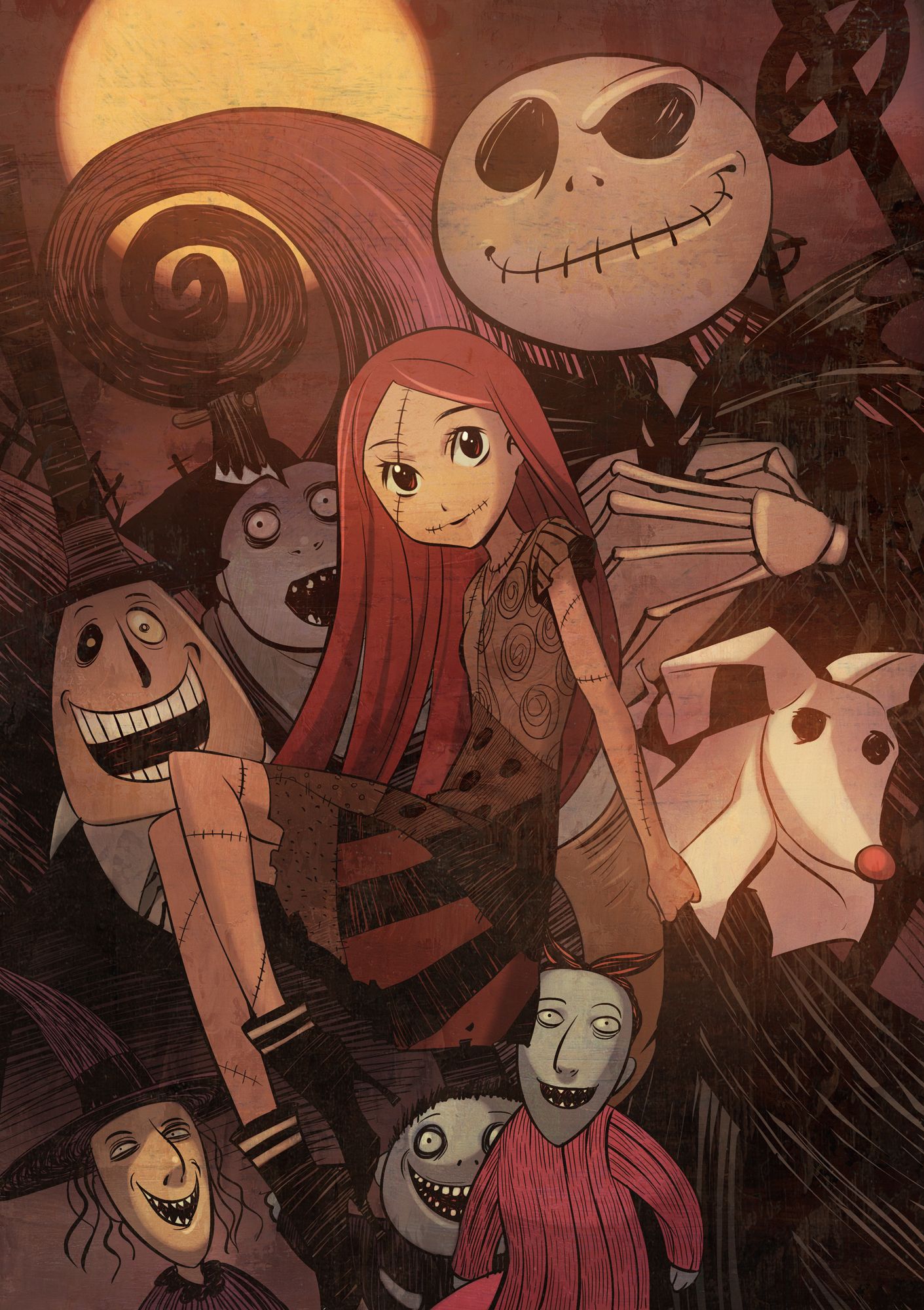 Jack e Sally Nightmare Before Christmas, Tim Burton, 1411x2000 Full HD Verticale, Smartphone