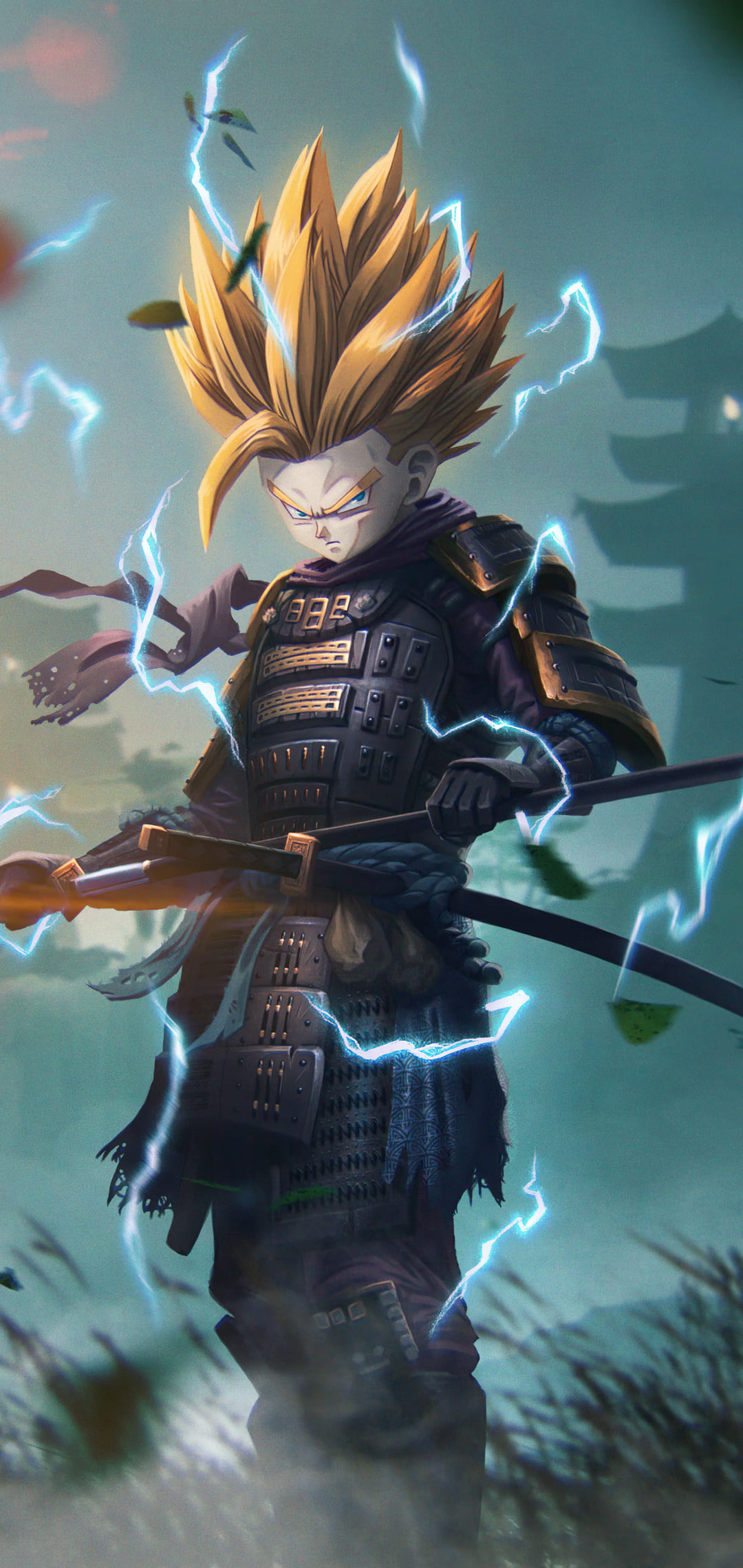 Goku samurai Dragon Ball fusion, anime di Akira Toriyama, 1080x2280 Full HD Verticale, Smartphone