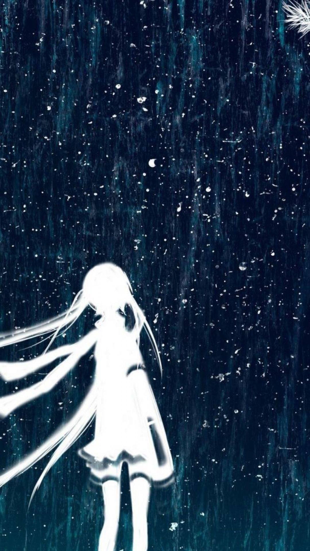 Ragazza anime capelli lunghi notte, 1080x1920 Full HD Verticale, iPhone