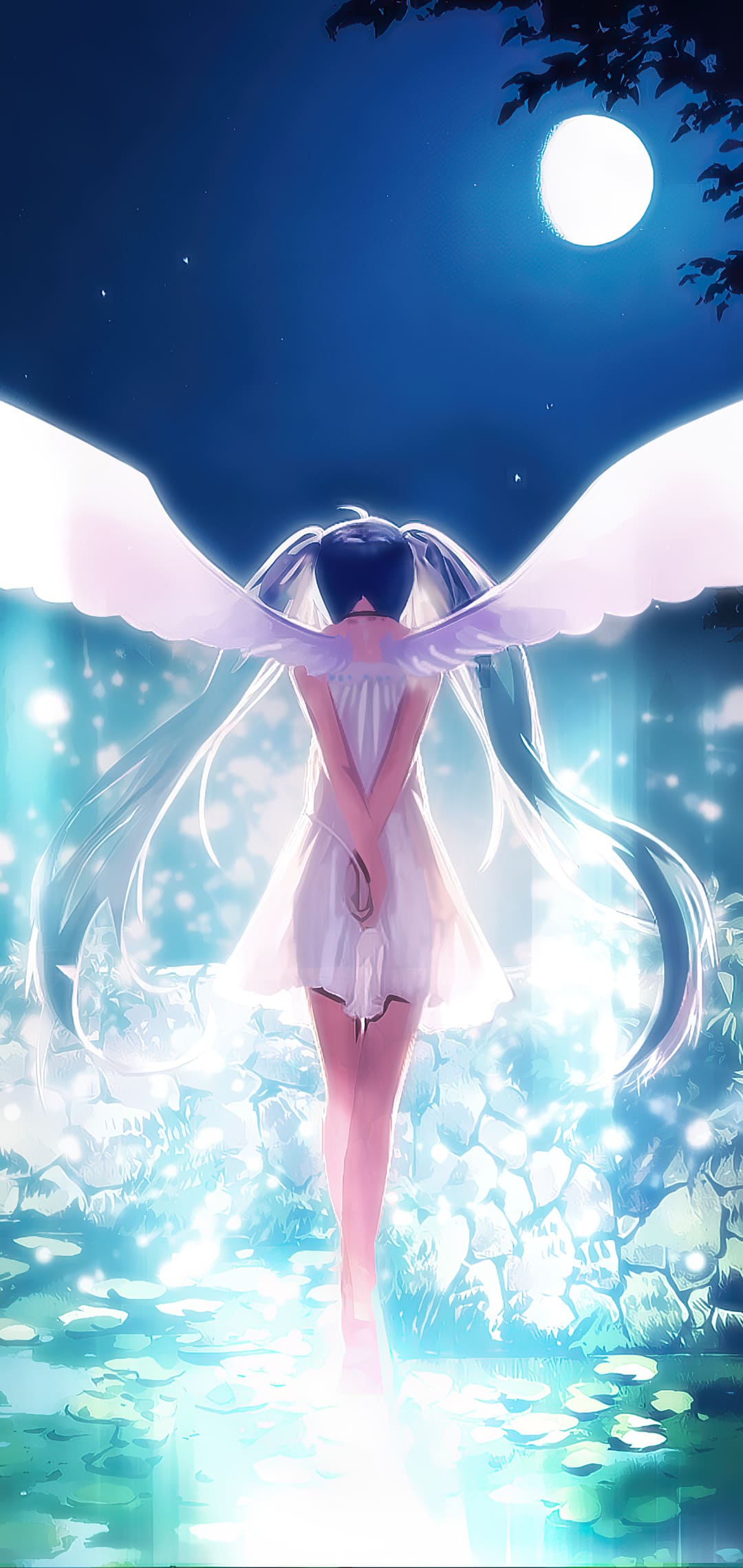 Ragazza anime alata luna, 1080x2280 Full HD Verticale, Realme