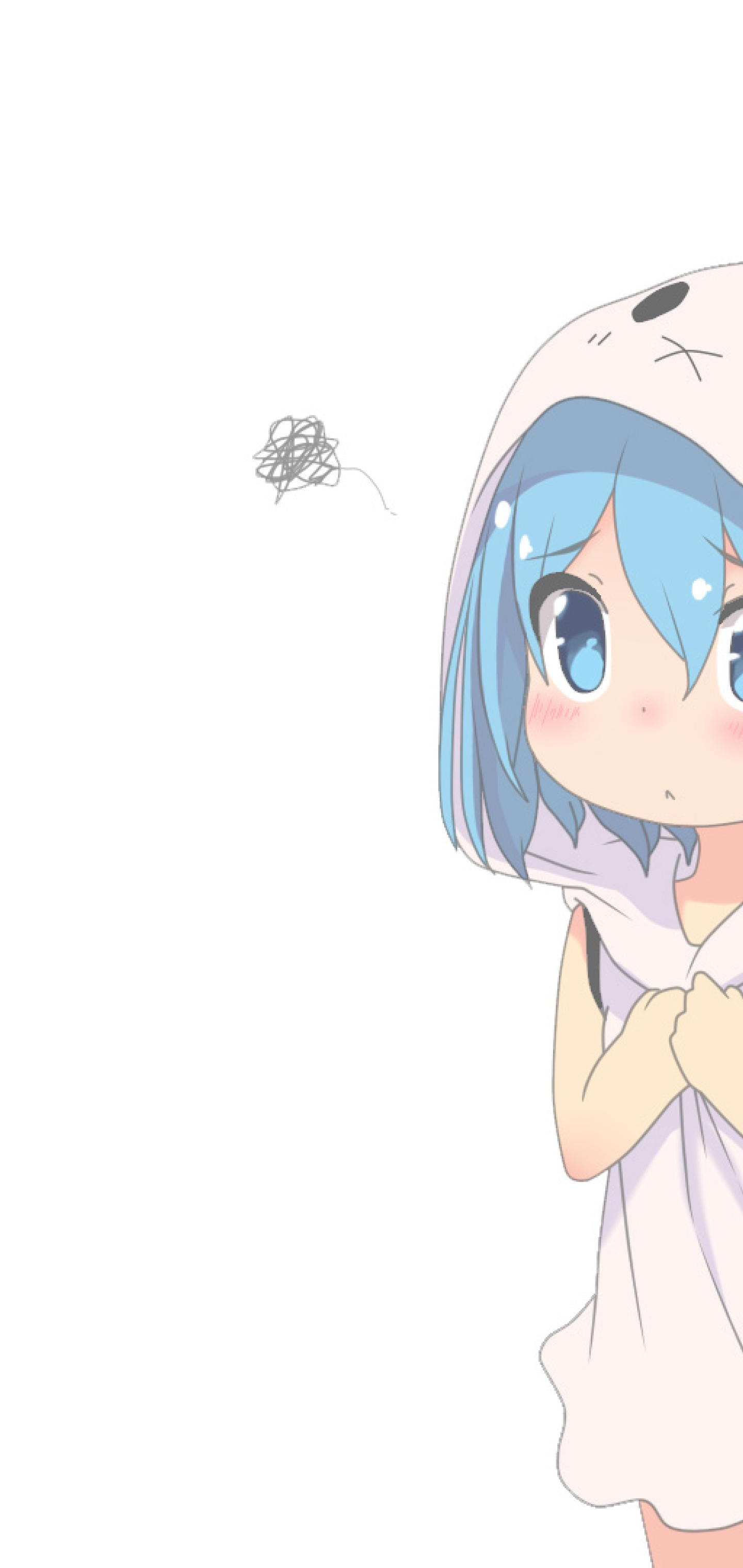 ragazza anime capelli blu cappuccio, 1440x3040 Verticale, Telefono