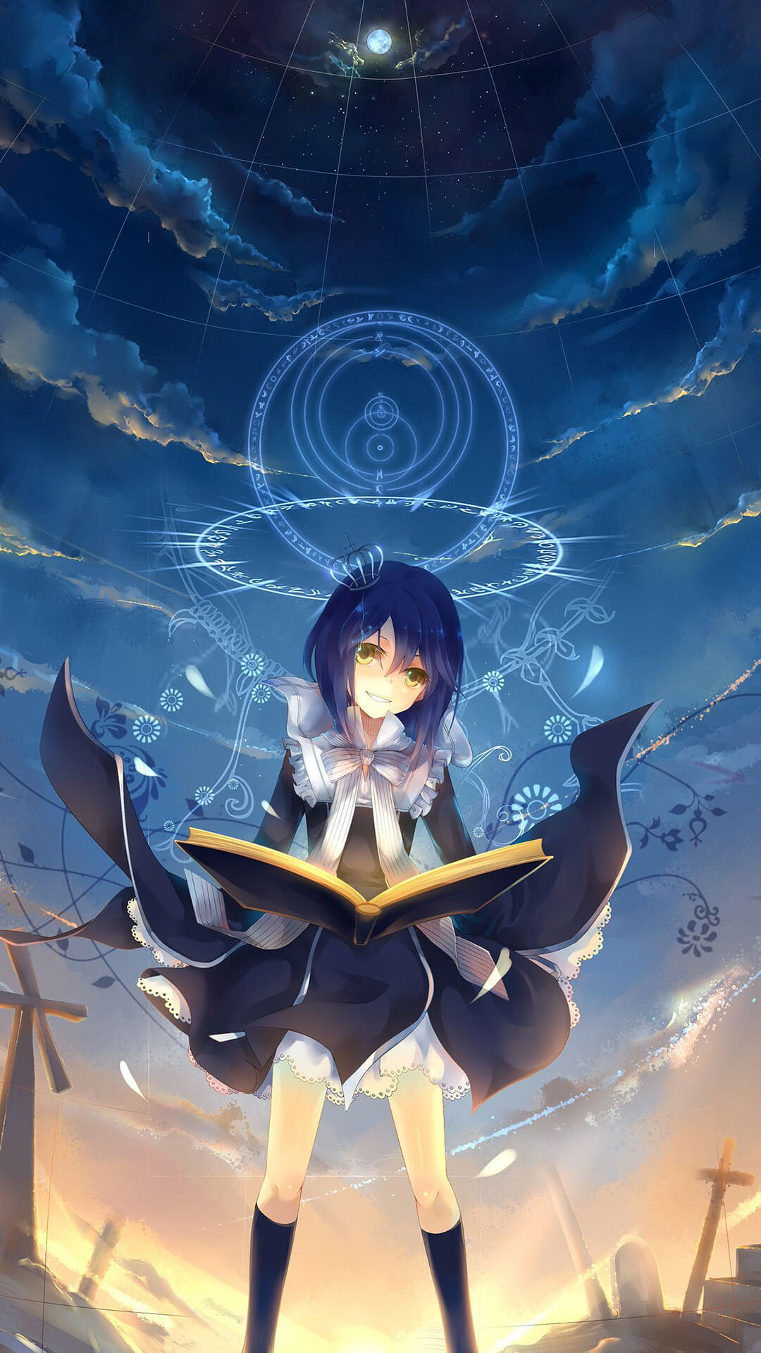 Ragazza anime con libro magico, 1080x1920 Full HD Verticale, Samsung Galaxy