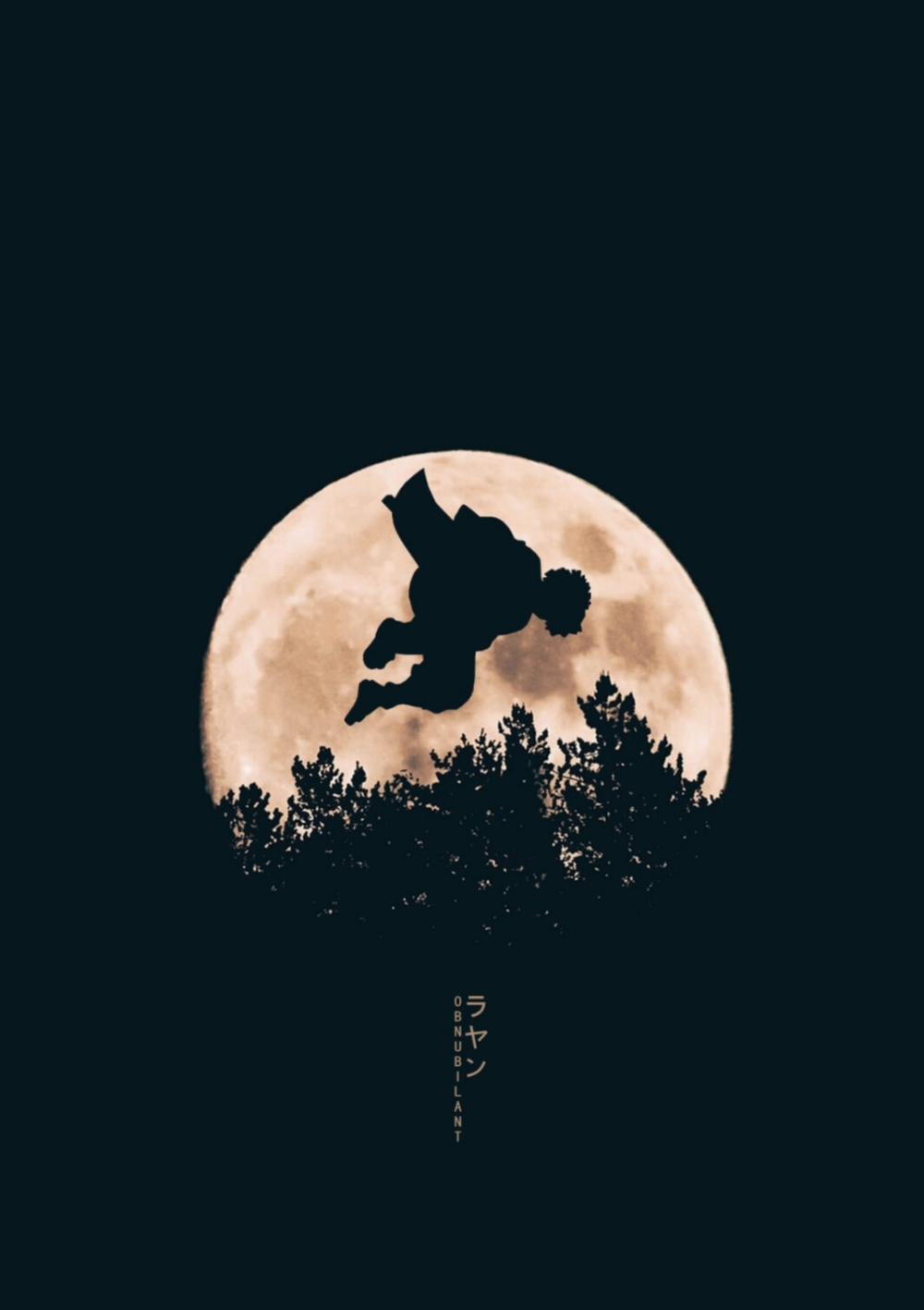 Silhouette angelo luna piena, 1000x1417 Verticale, Mobile