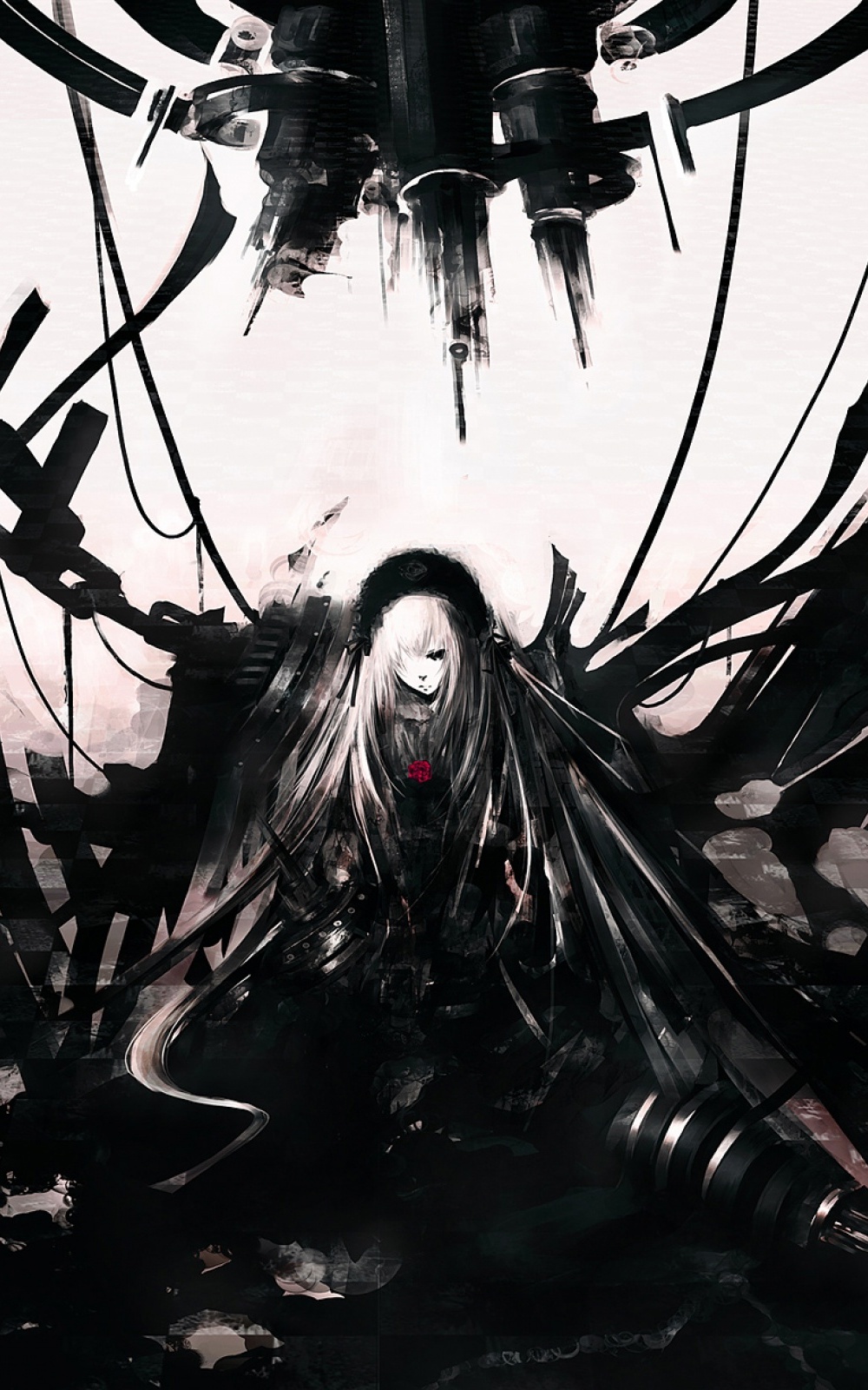 Personaggio anime oscuro con tentacoli, 1000x1600 Full HD Verticale, Smartphone