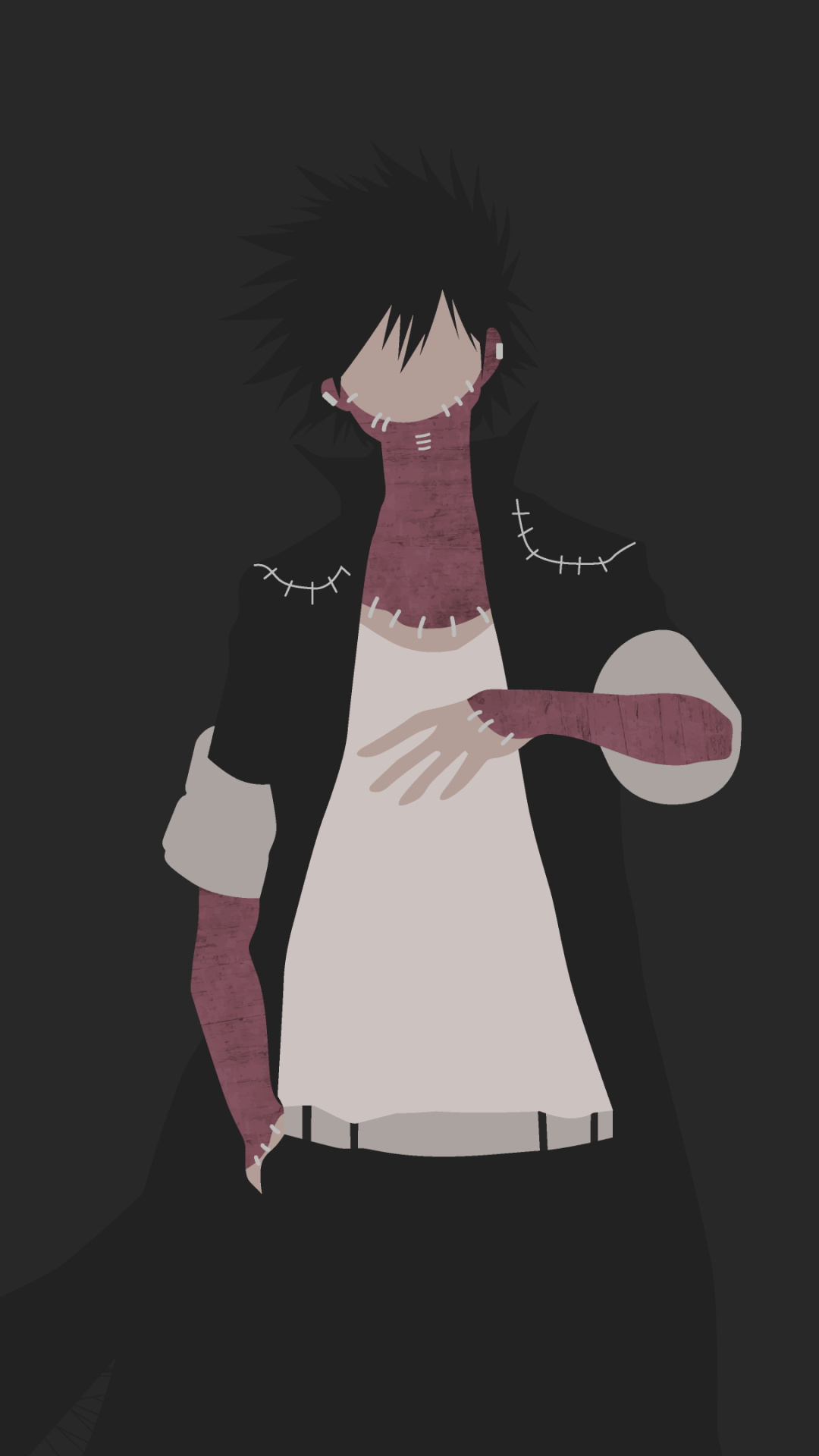 Personaggio anime minimalista scuro, 1080x1920 Full HD Verticale, iPhone
