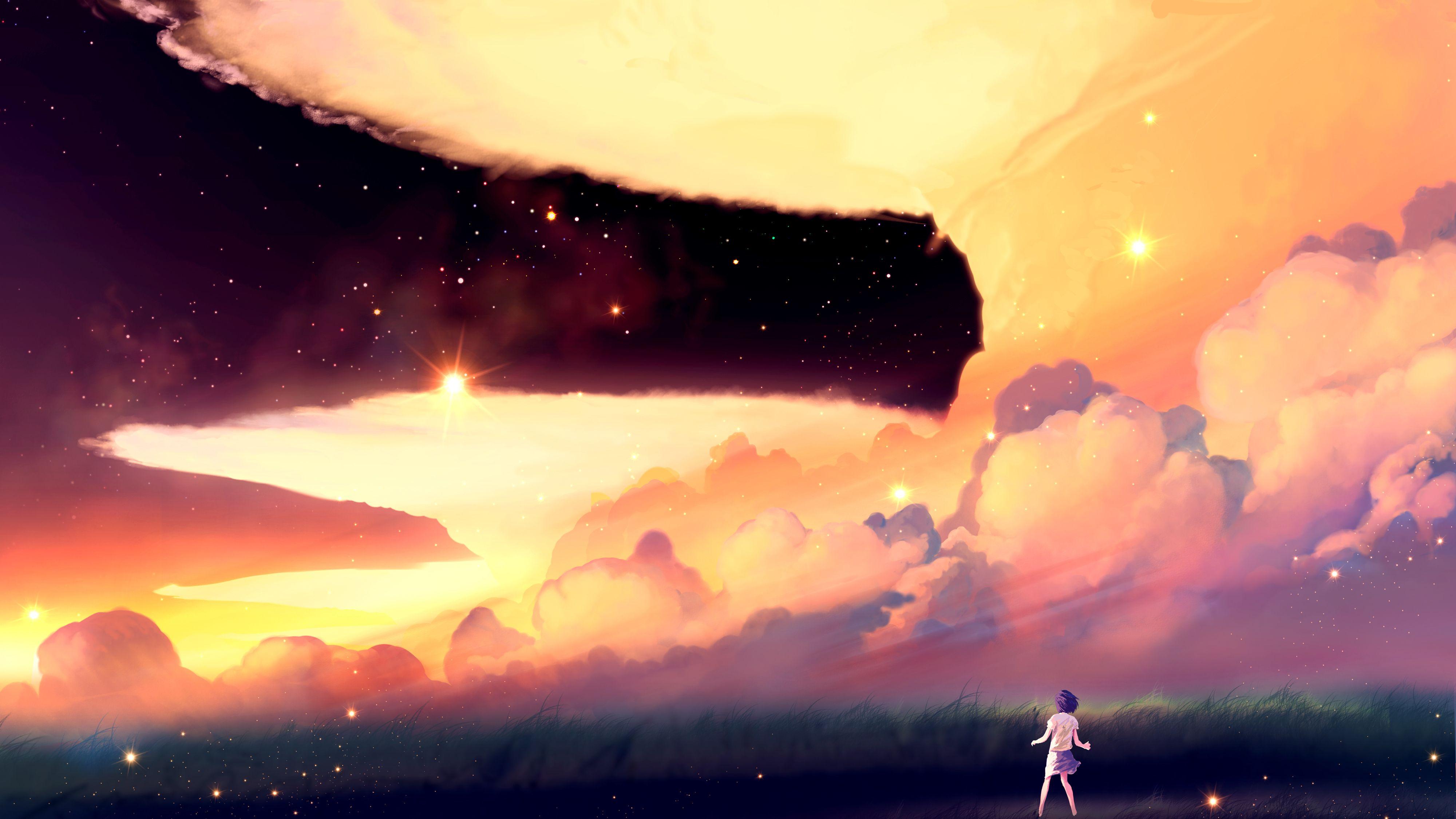anime persona nuvole isola volante, 4000x2250 4K, Desktop 4K