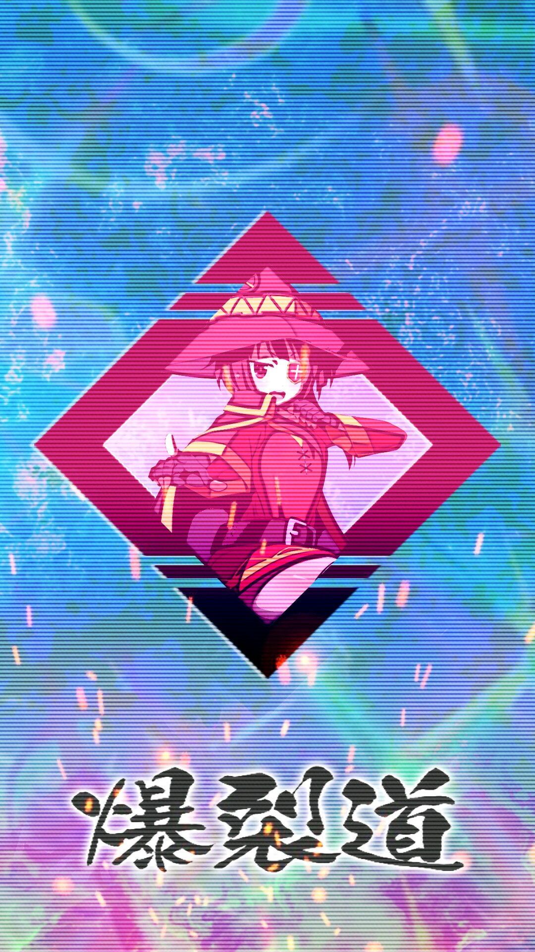 Megumin vaporwave rosa, 1080x1920 Verticale, Mobile