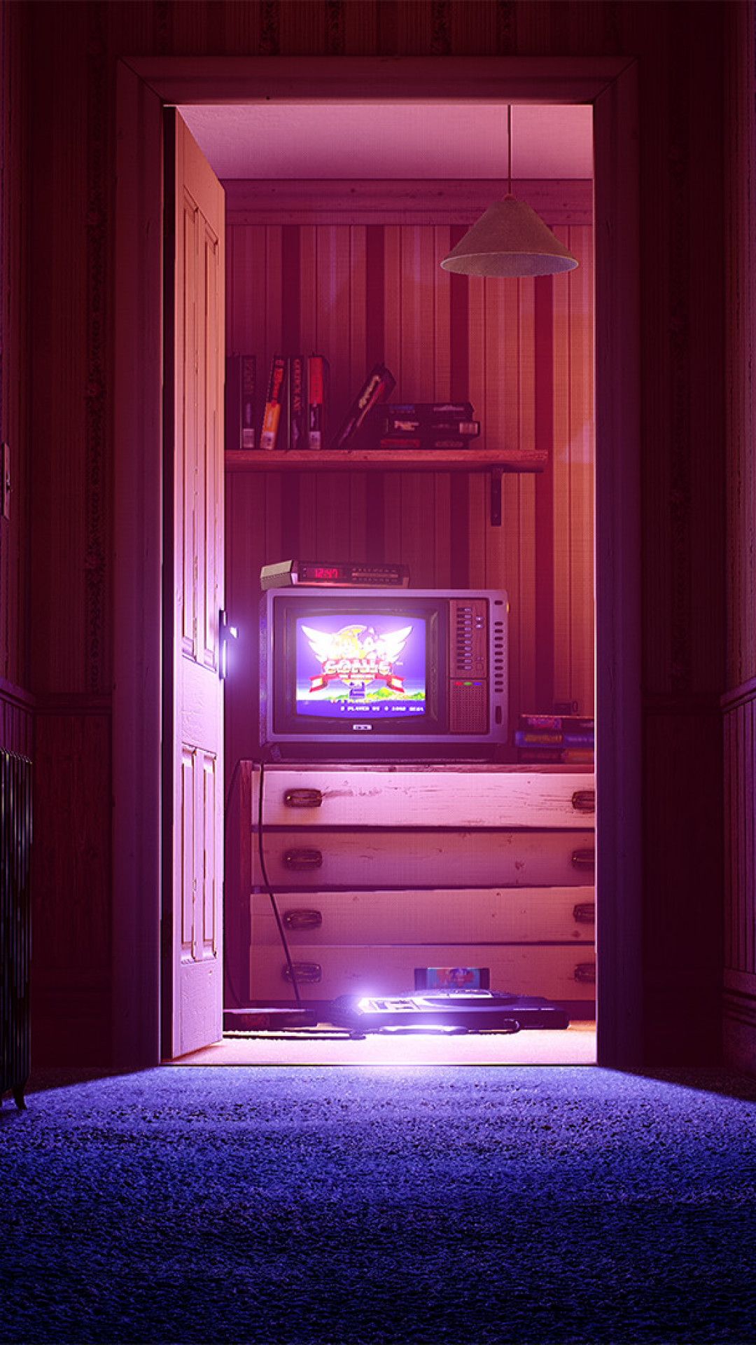 Vaporwave lattina delfini griglia, 1600x2560 Verticale, Telefono