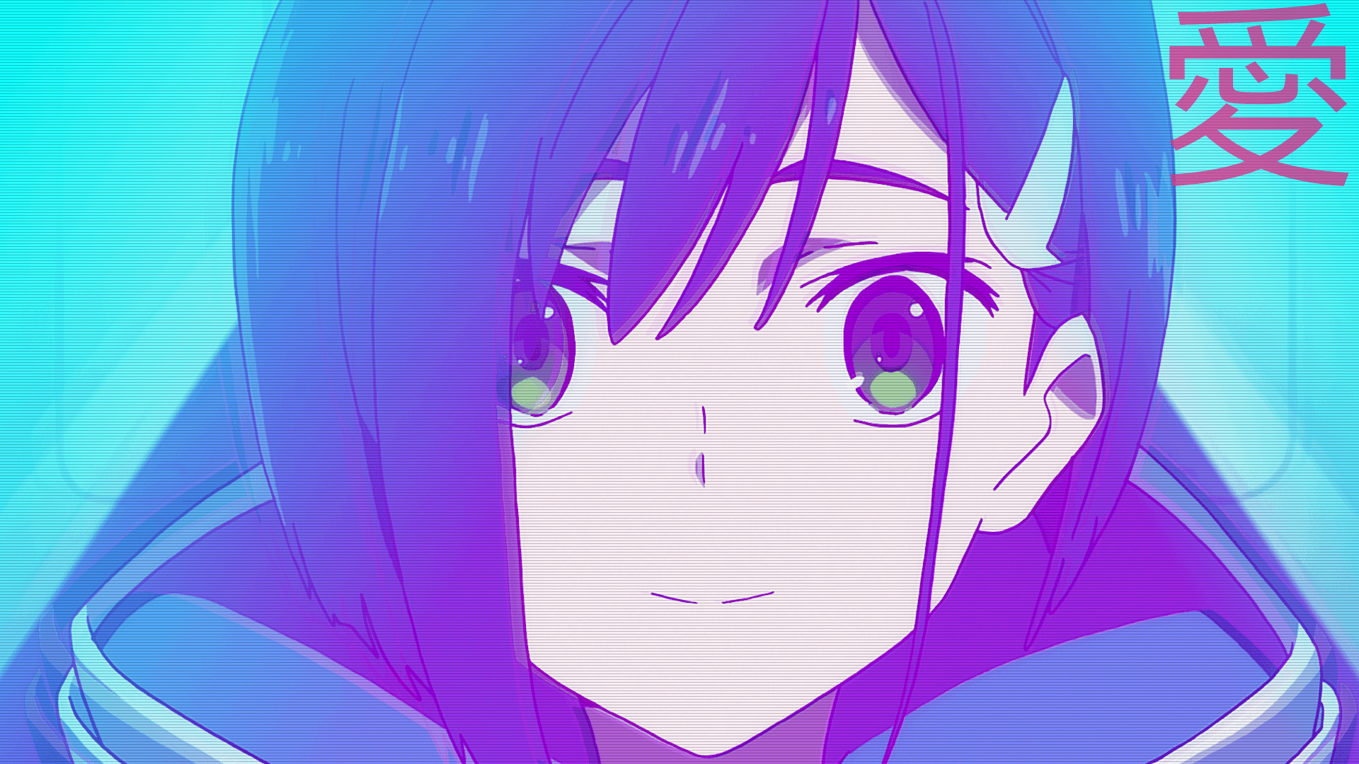 Ragazza anime vaporwave viola, 1600x900 HD, iMac