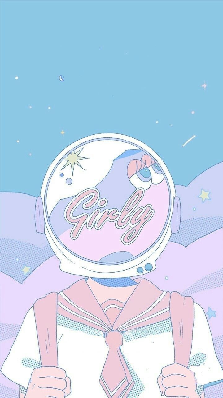 Astronauta pastello con testo Girly, 720x1280 Full HD Verticale, Smartphone