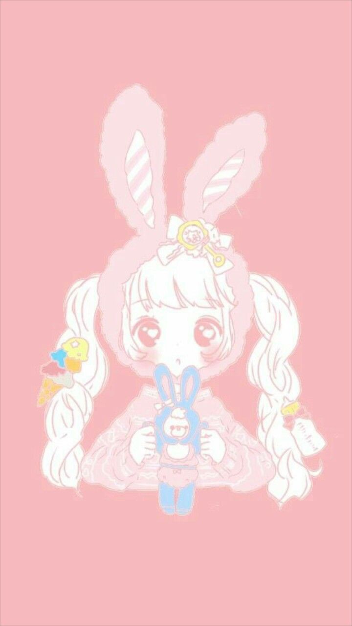 Ragazza kawaii con coniglietto, 720x1280 Verticale, Mobile