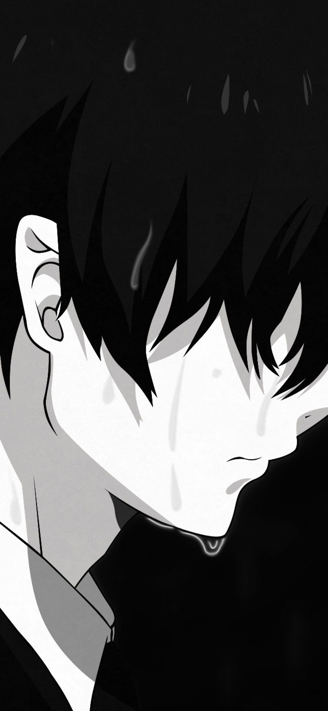 Ragazzo anime bianco e nero, 1125x2436 Verticale, iPhone
