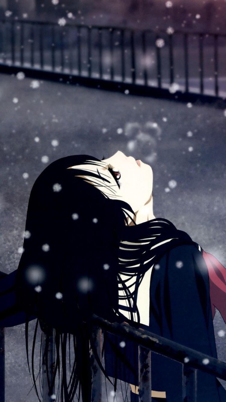 Ragazza anime sotto la neve, 750x1334 Full HD Verticale, Smartphone