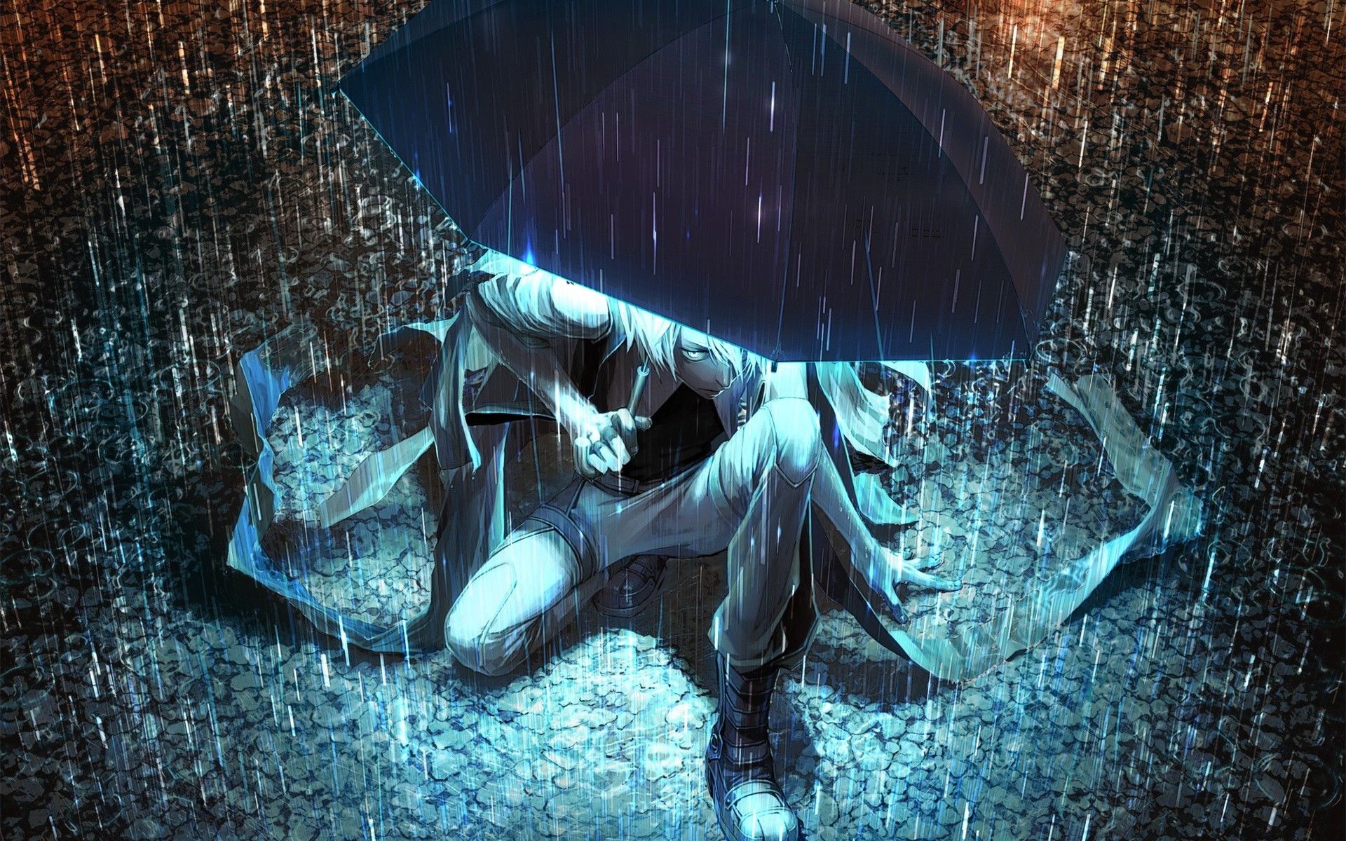 personaggio triste sotto pioggia, 1920x1200 WUXGA, Desktop