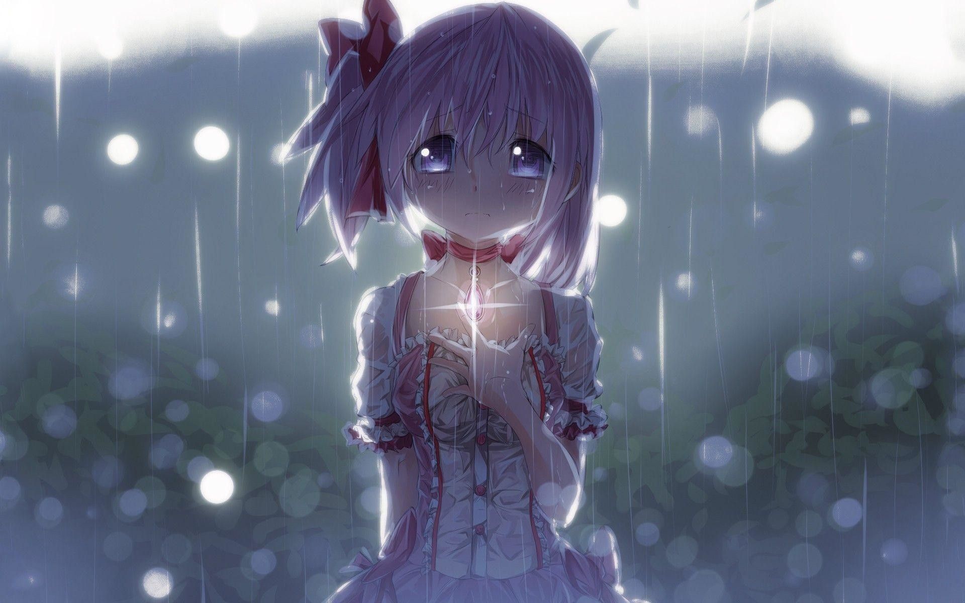 Ragazza anime triste sotto pioggia, 1920x1200 WUXGA, Desktop