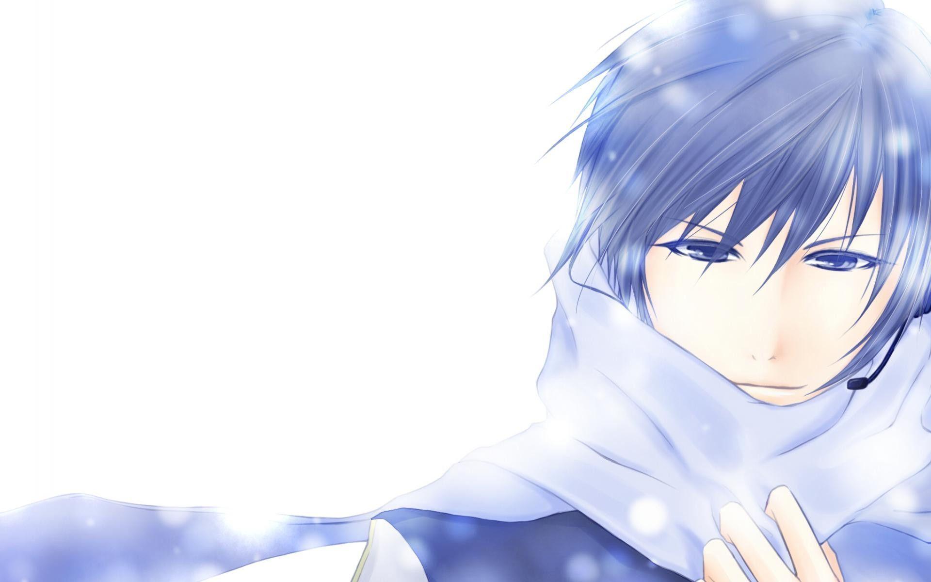 Ragazzo anime capelli blu sciarpa, 1920x1200 Full HD+, Desktop