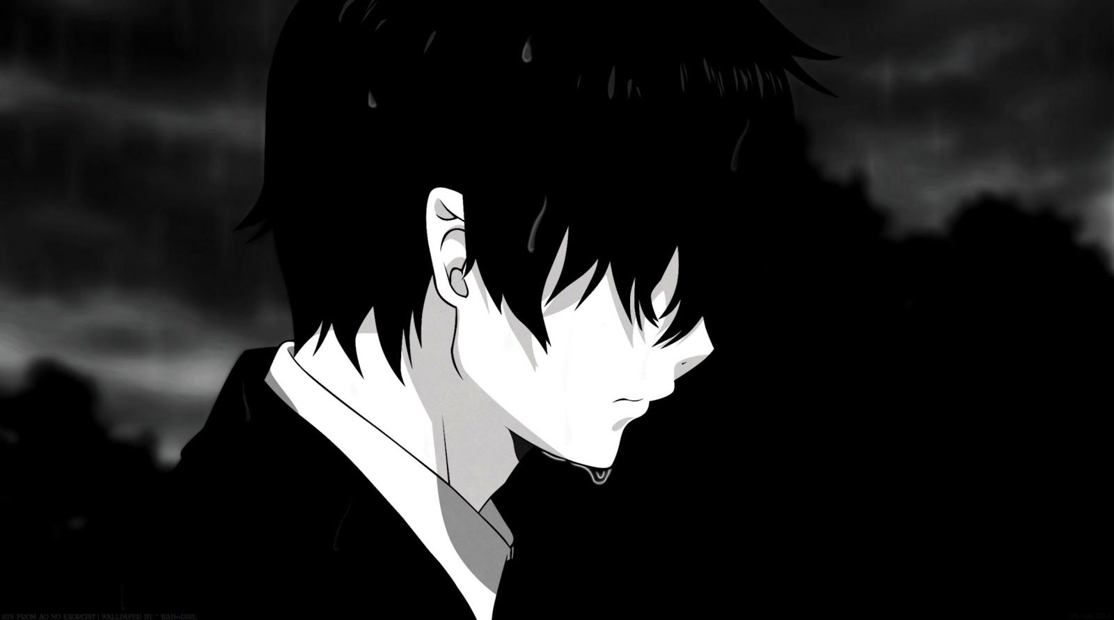 Personaggio anime solitario bianco e nero, 1600x890 900p, Laptop