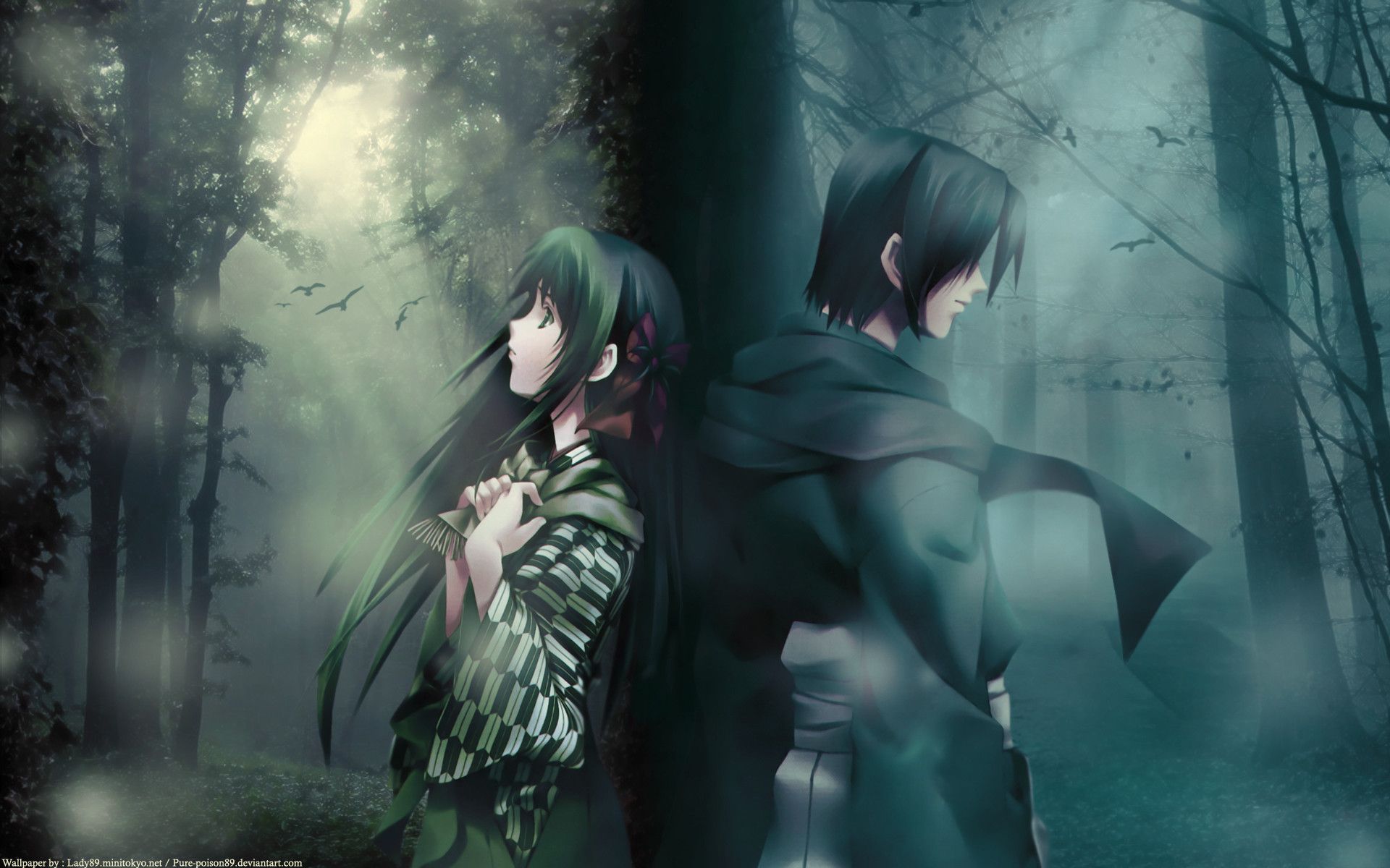 Coppia anime foresta oscura, 1920x1200 Full HD+, Laptop
