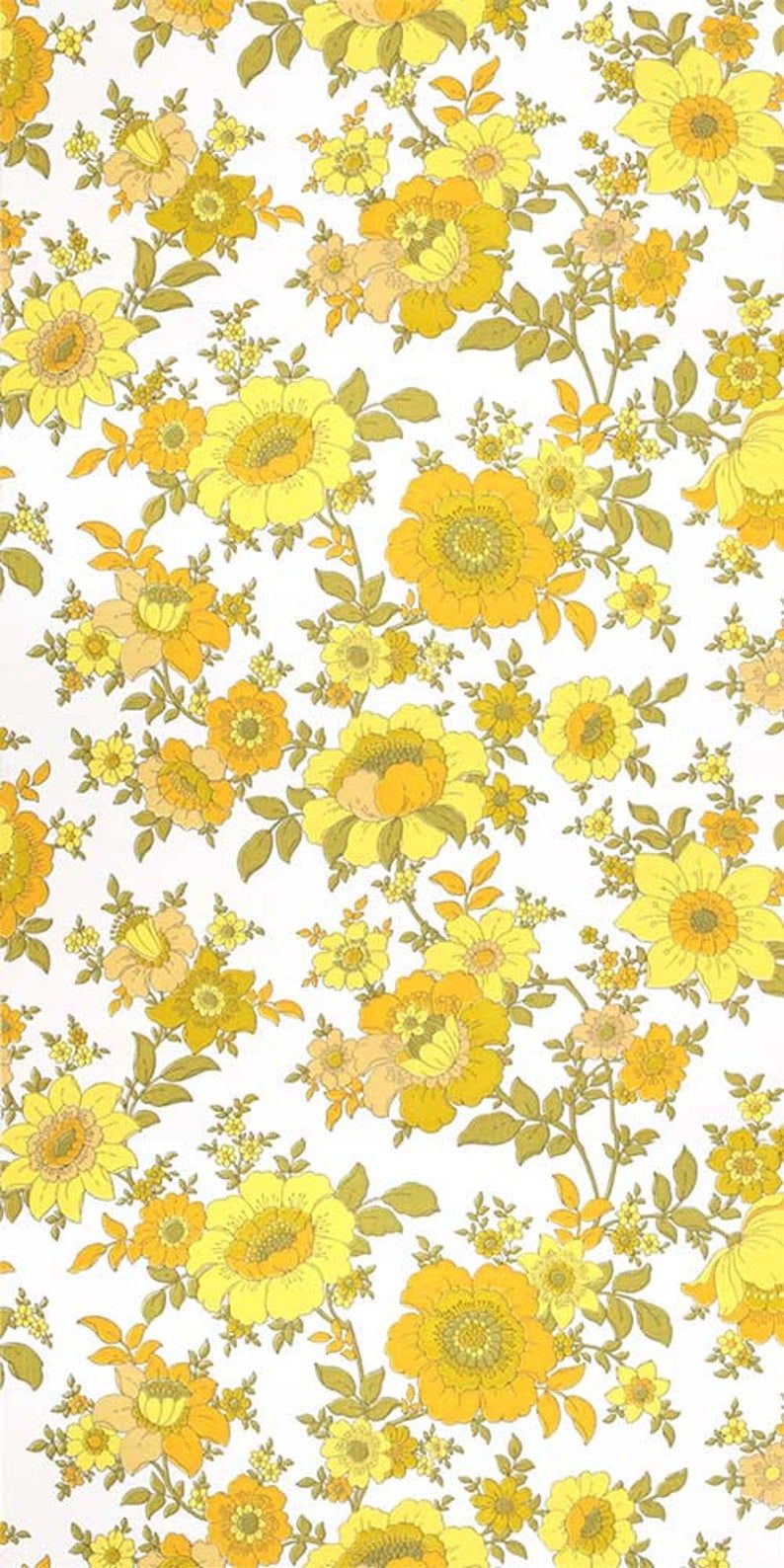 Fiori floreali gialli vintage, 794x1588 Verticale, Xiaomi