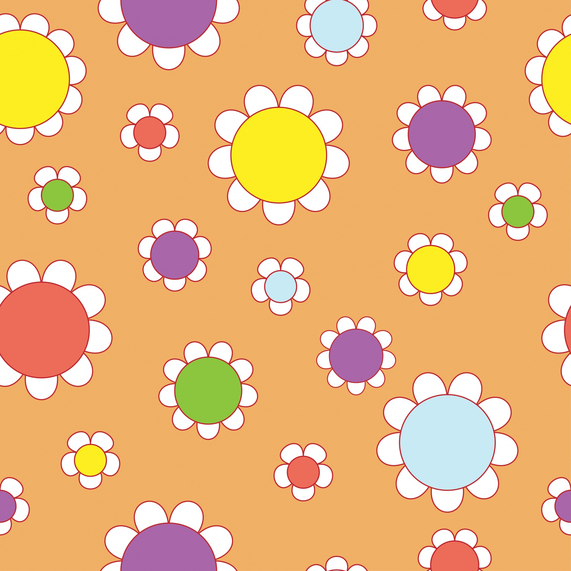 Fiori retro multicolore anni '60, 1920x1920 WUXGA, Laptop