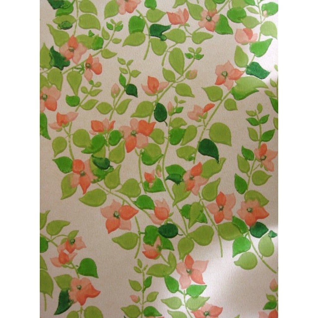 Carta da parati floreale vintage verde-arancio, 1024x1024 HD, Desktop