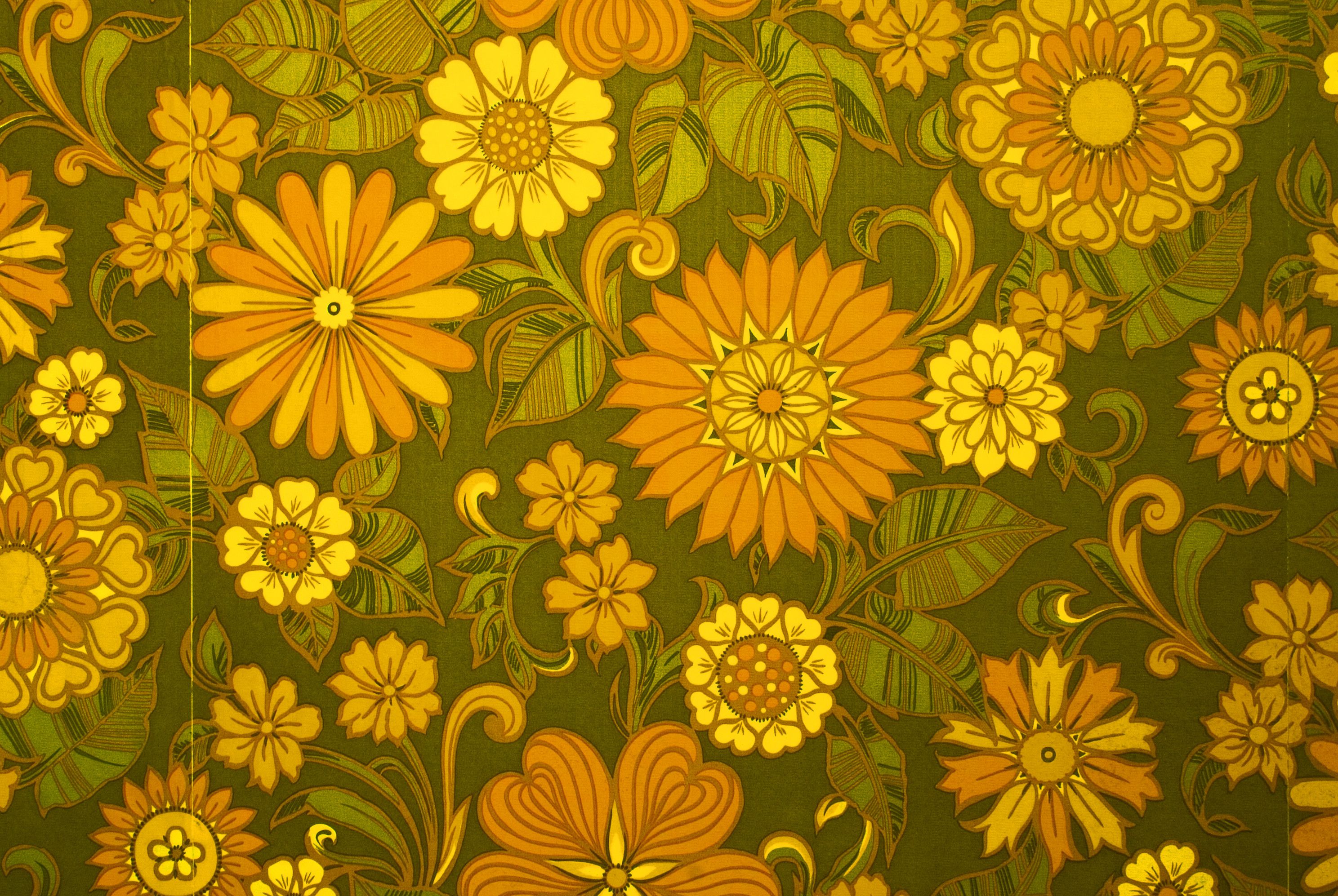 Fiori retrò arancioni e gialli, 2976x1994 WQXGA, Laptop