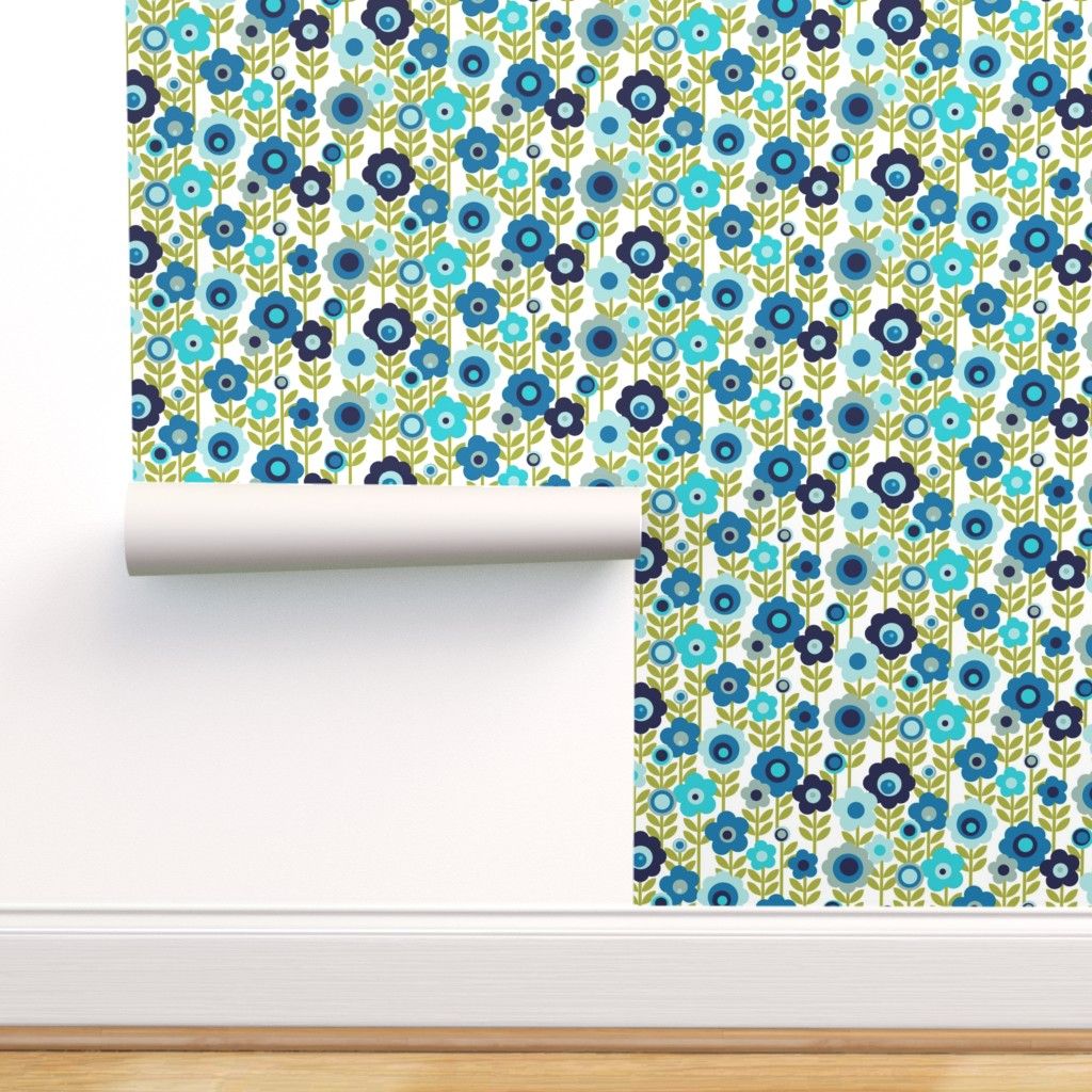 Margherite blu pattern floreale, 1024x1024 HD, PC Desktop