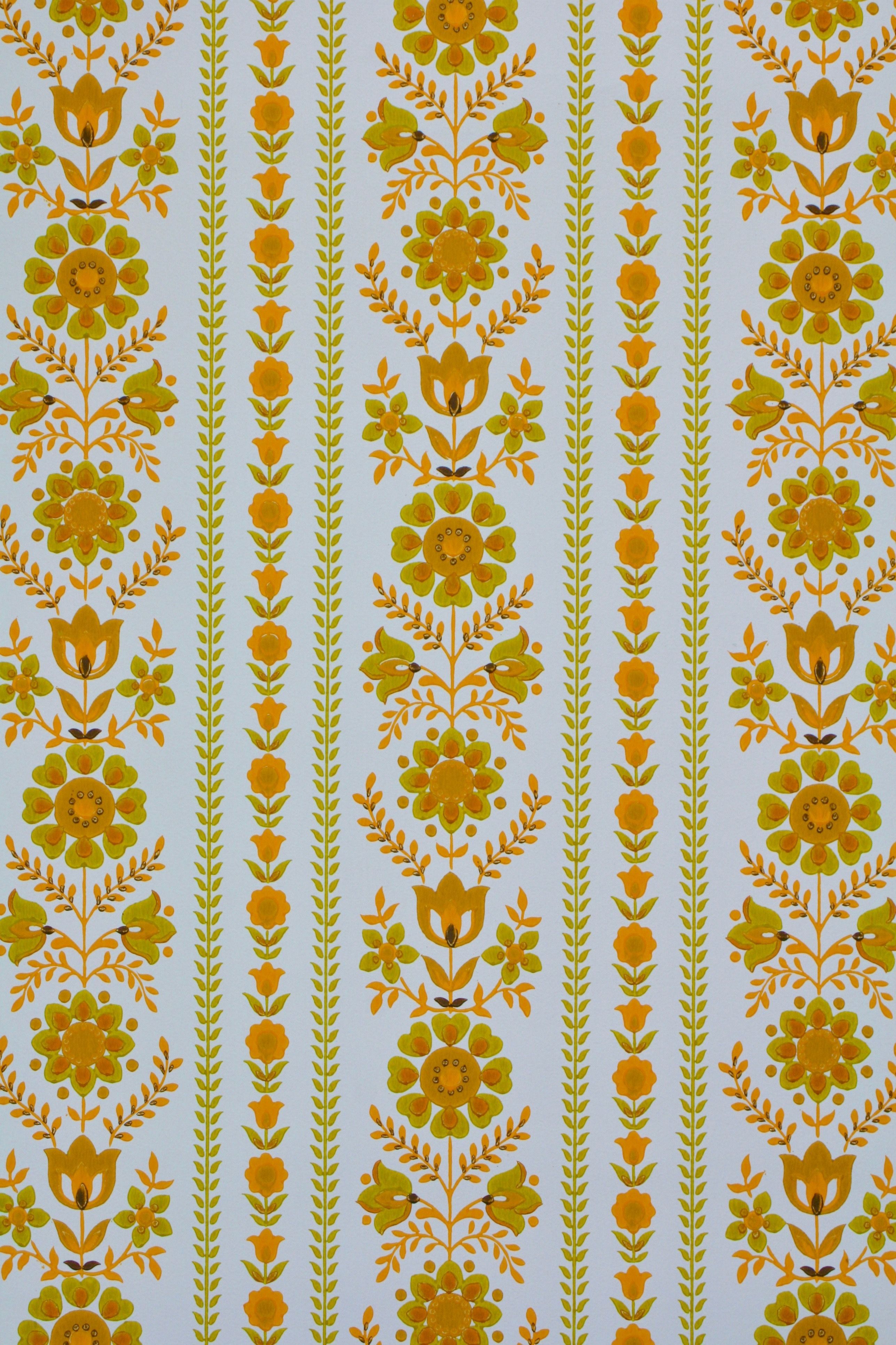 Motivo floreale retro arancione, 2574x3862 Verticale, Telefono
